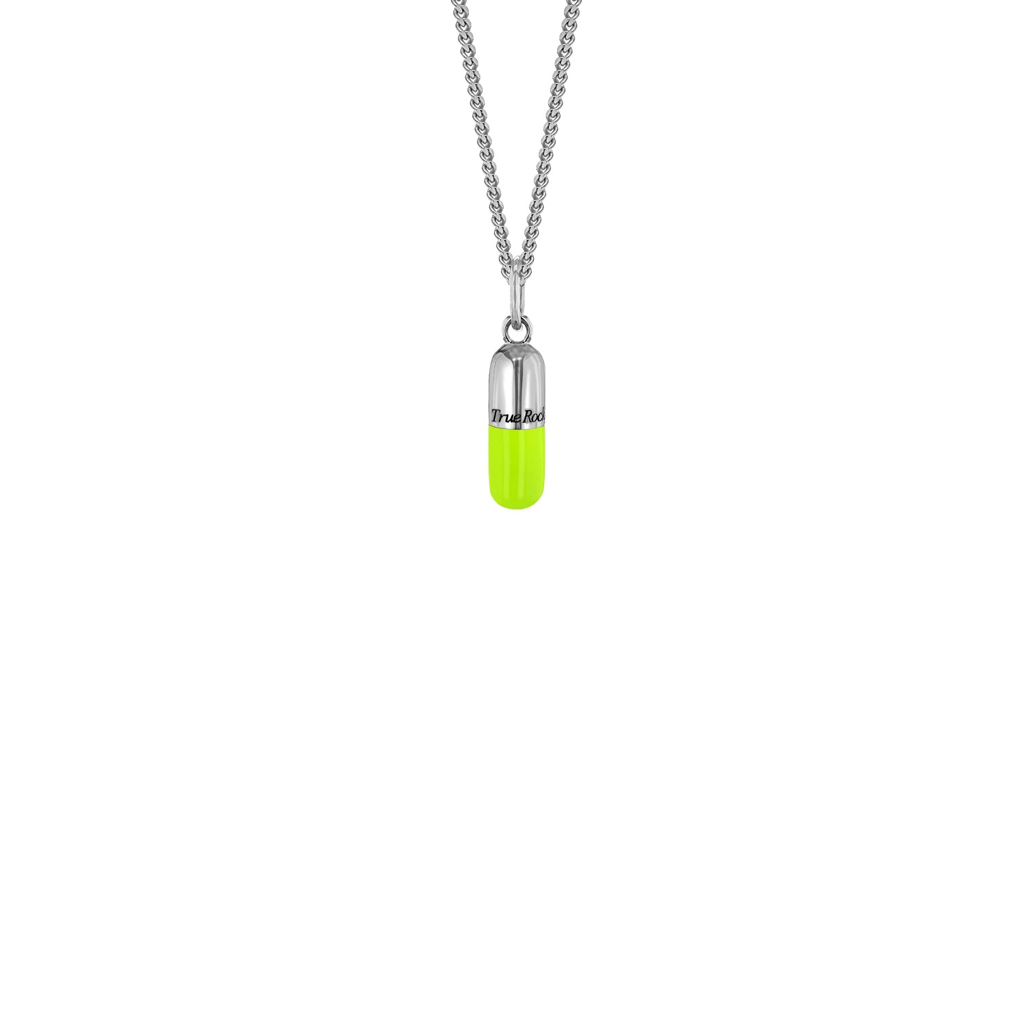 Women’s Green / Silver Neon Lime Green & Sterling Silver Mini Pill Pendant On Sterling Silver Chain True Rocks