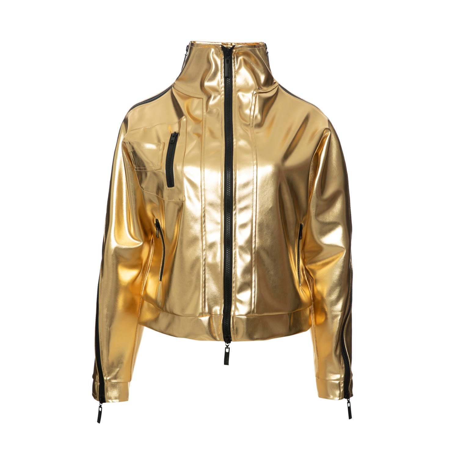 Women’s Tech Pelle Detached Zipper Jacket Golden Medium Balletto Athleisure Couture