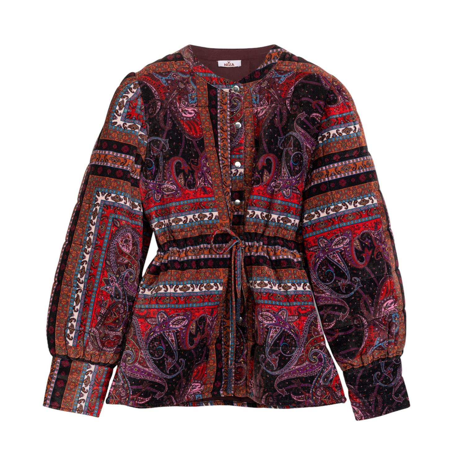 Women’s Printed Quilted Jacket Red Large Niza
