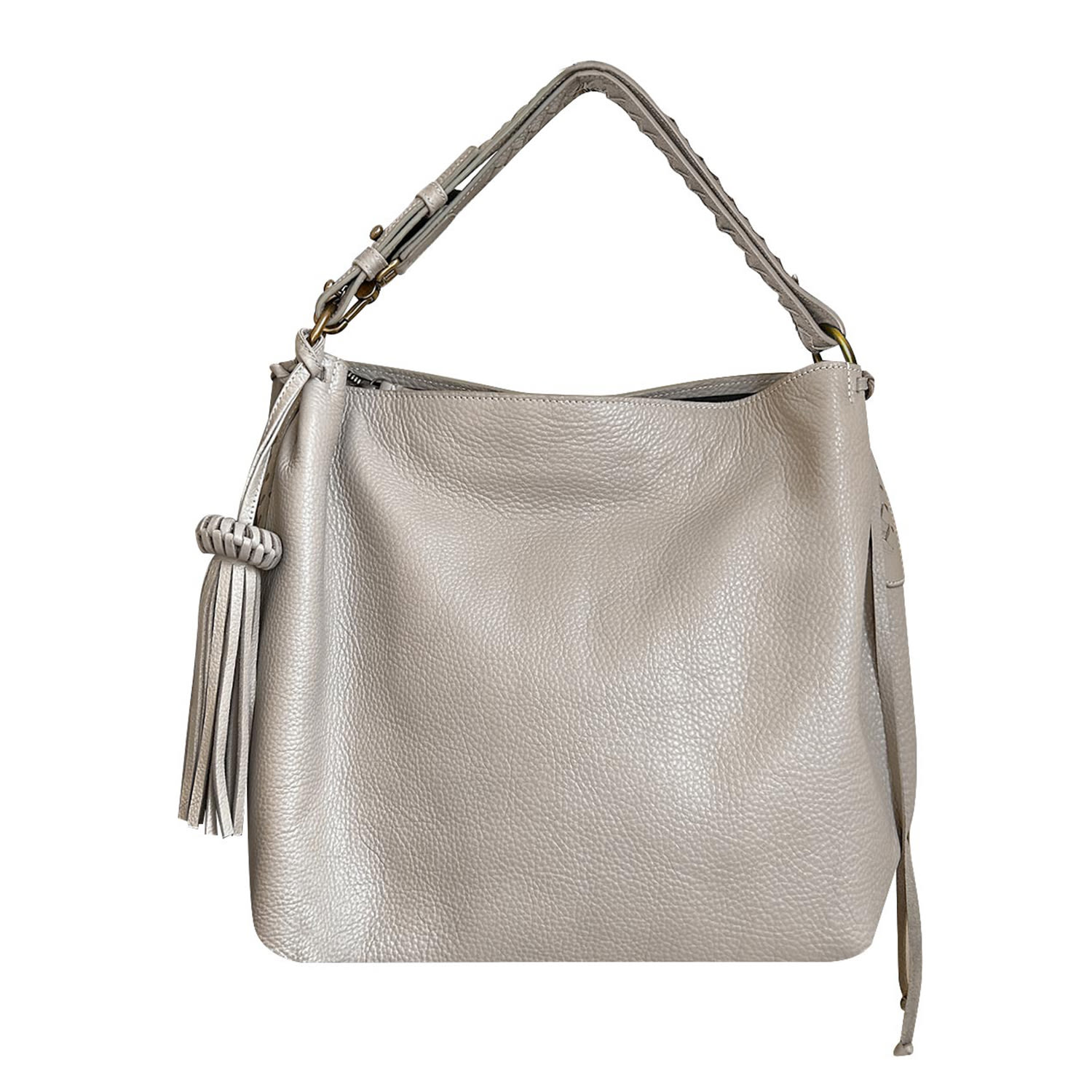 Women’s Grey Bacalar Gray Taupe Soft Leather Spacious & Slouchy Hobo Bag With Adjustable Strap Bixi Awotan