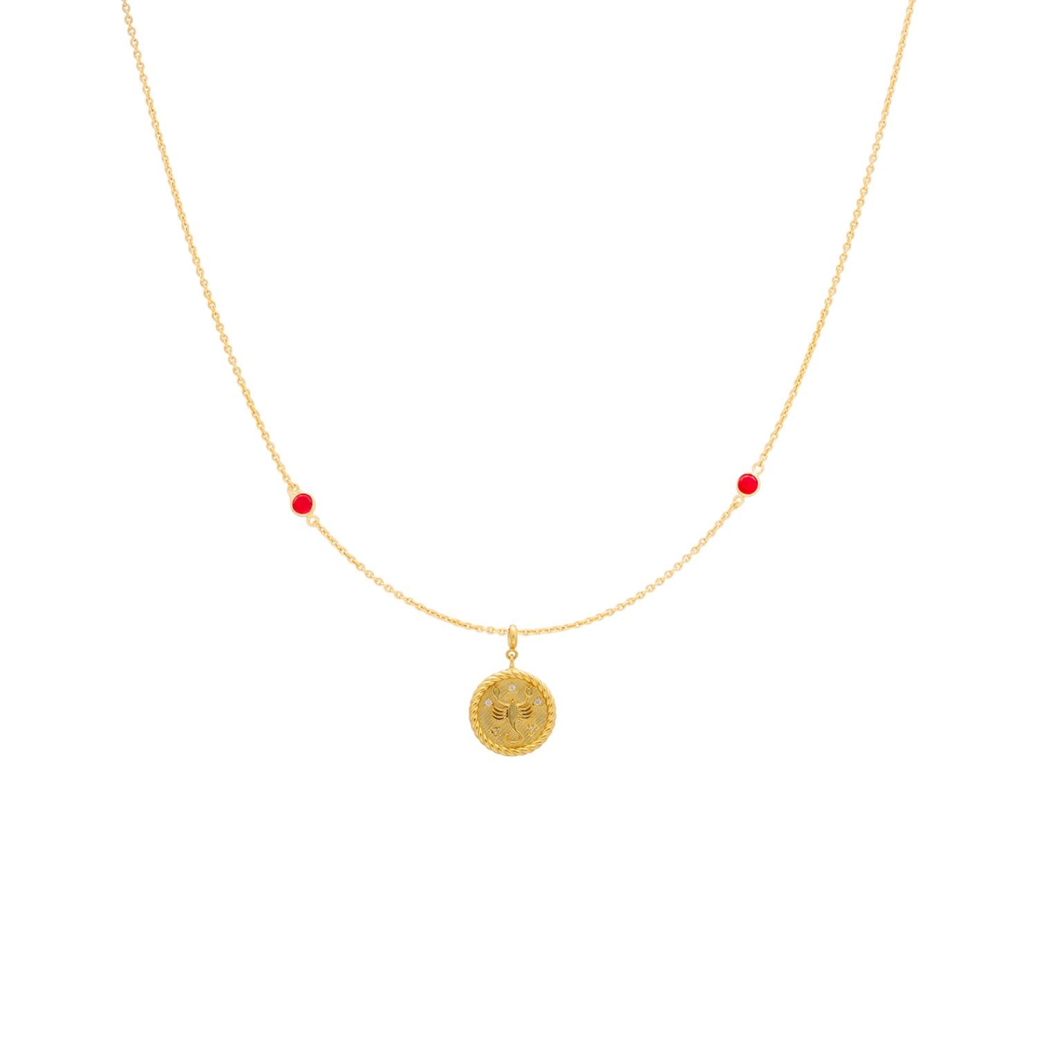 Women’s Gold / Pink / Purple Zodiac Horoscope Sign Scorpio Medal Necklace Gold Lavani Jewels