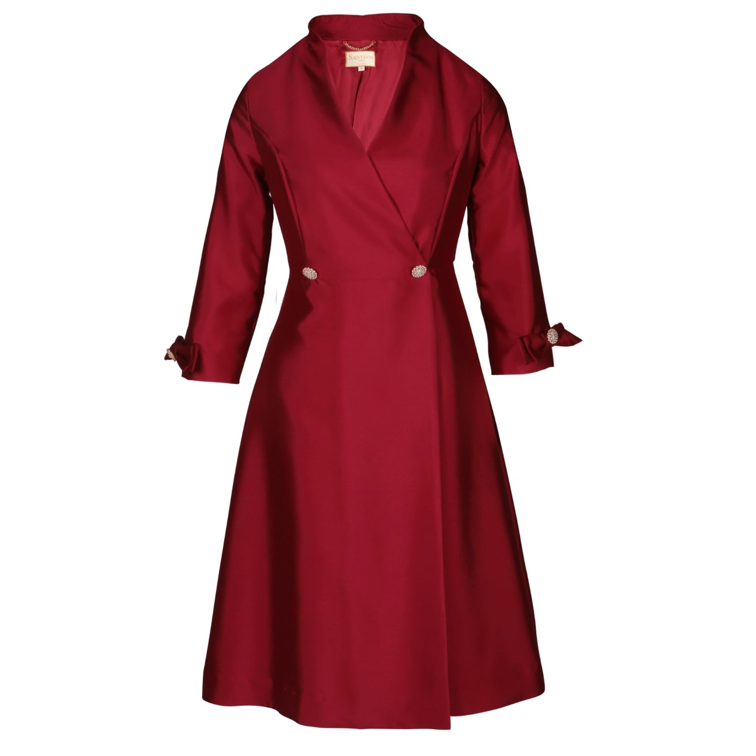 Women’s Red Astor 100% Wool & Silk Dress Coat In Rosa Large Santinni