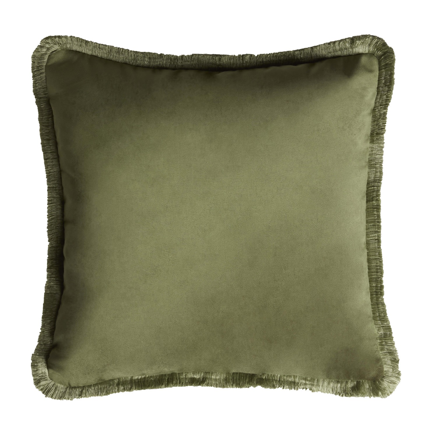 Velvet Sixty Cushion With Fringes Green Lo Decor