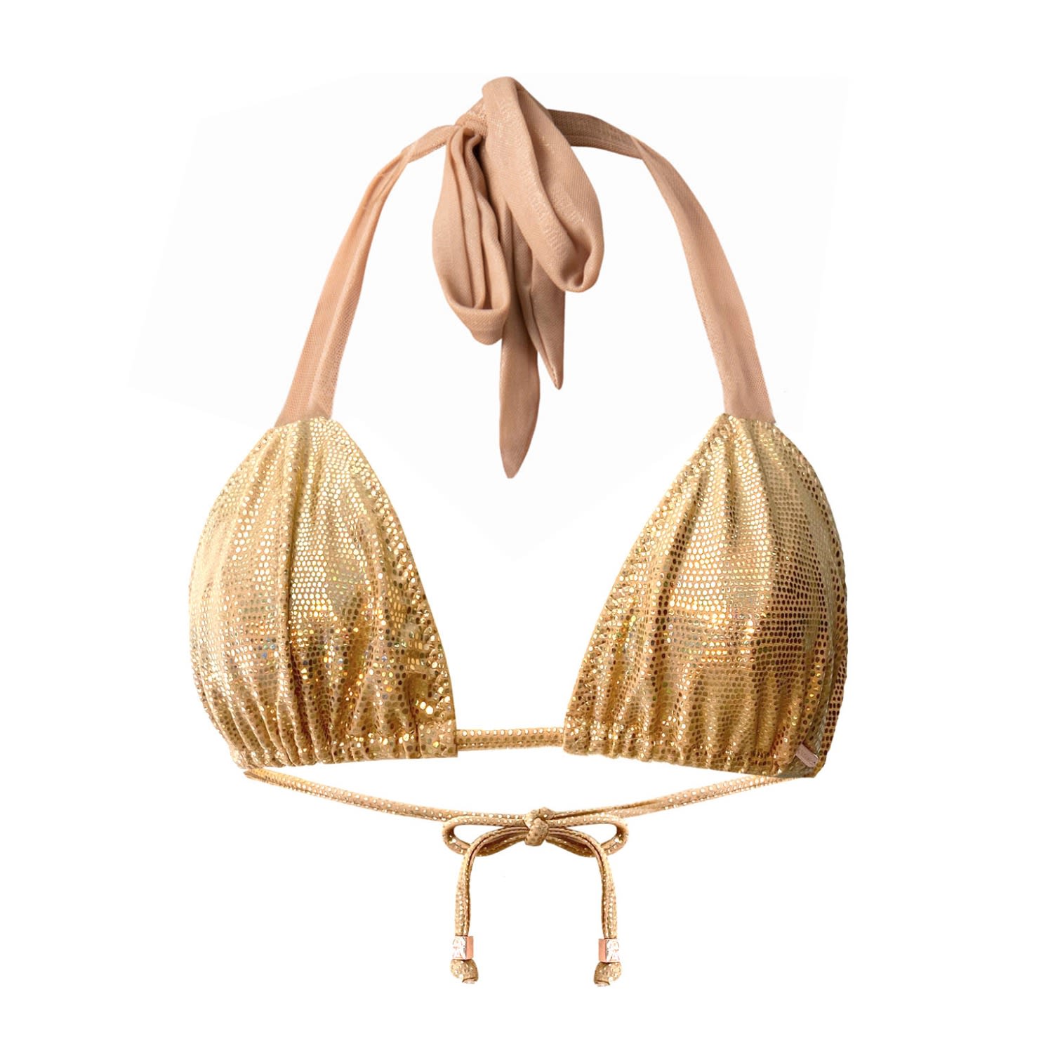 Women’s Gold Metallic Triangle Bikini Top Mari Sargantana Medium Elin Ritter Ibiza