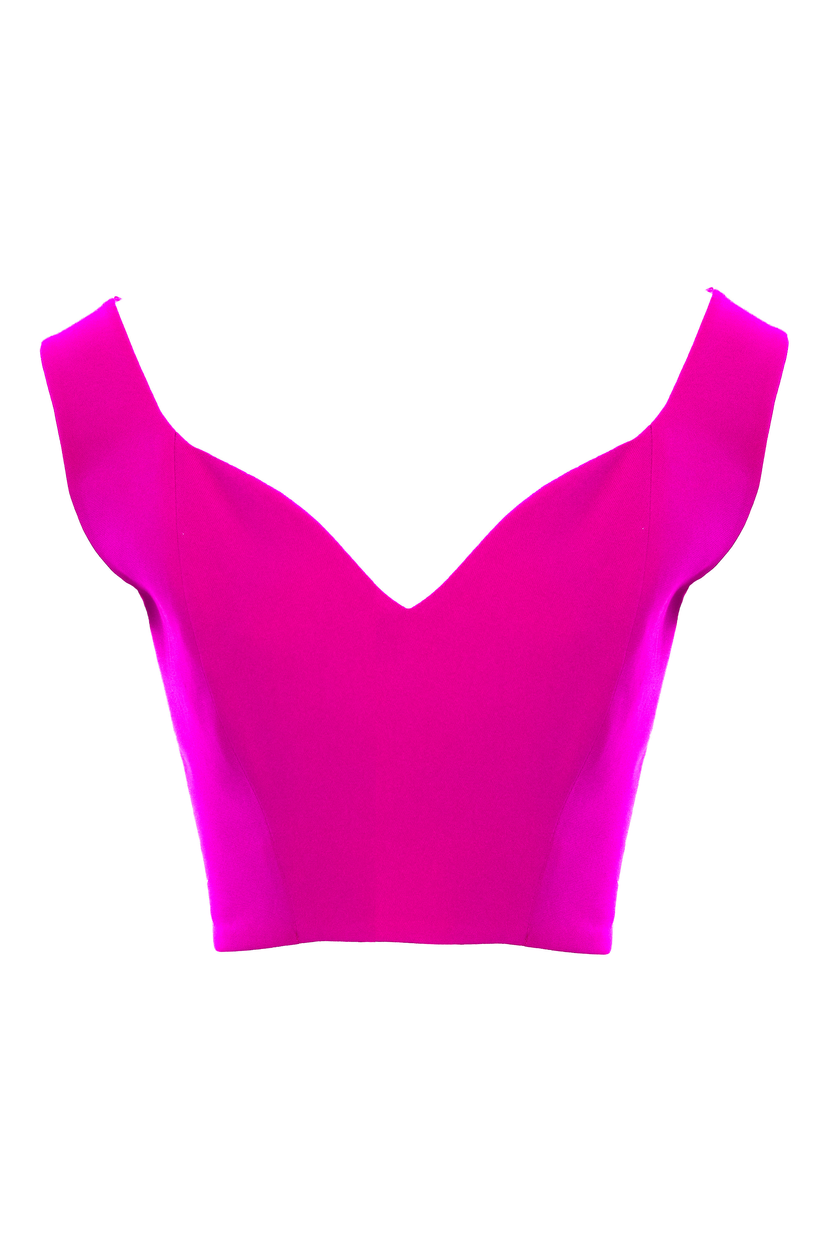 Women’s Pink / Purple Paula - Crepe Crop Top In Fuchsia Pink Large Twin by Tare Isaac