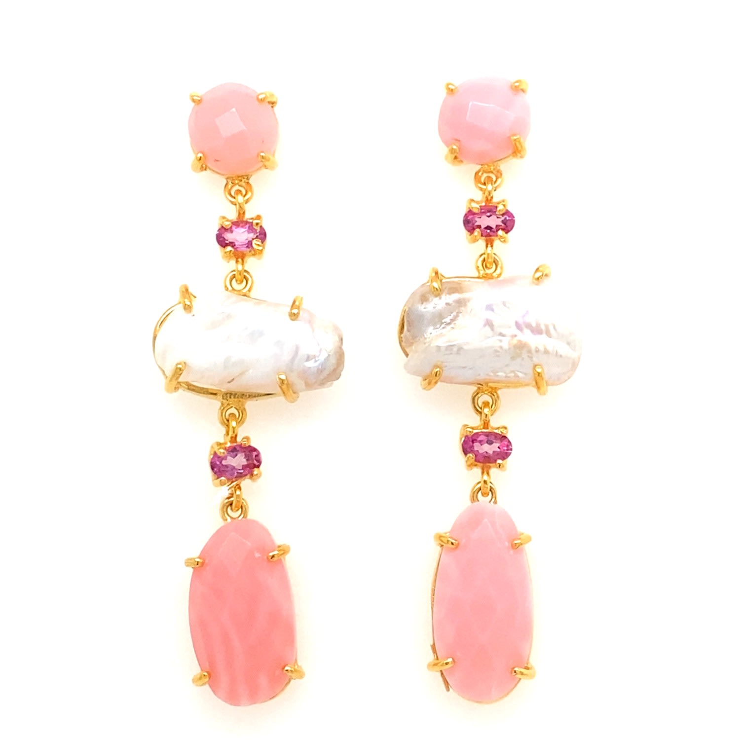 Women’s Pink / Purple Pink Waterfall Earrings Gem Bazaar Jewellery