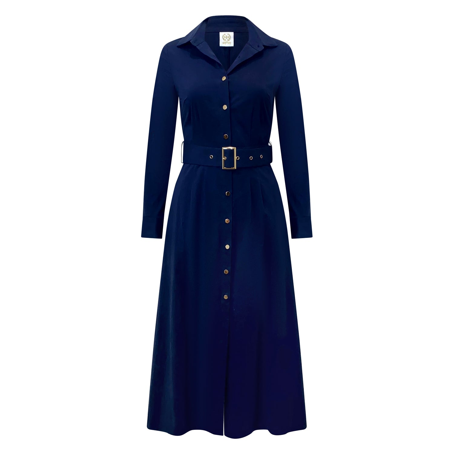 Women’s Blue Navy Long Sleeve Shirt Dress - Kate Extra Small Why Mary