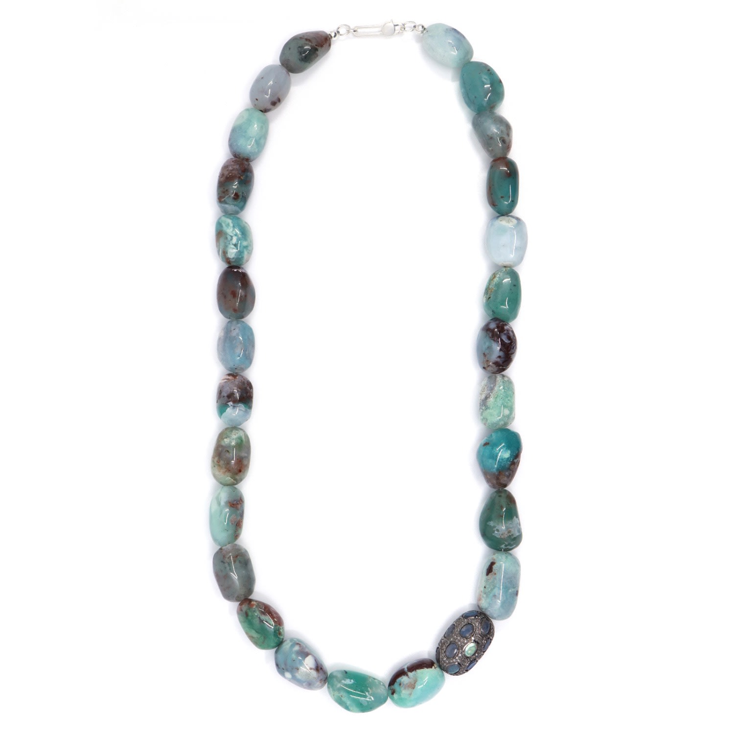 Women’s Blue / Green / Silver Madagascar Aquaprase & Labradorite Beaded Necklace Shar Oke