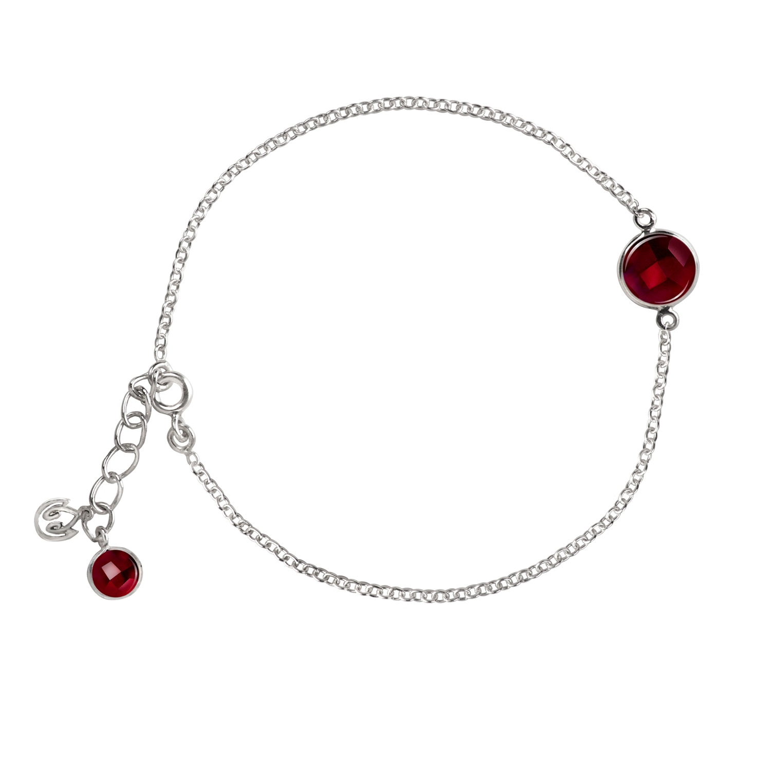 Women’s Silver / Red Garnet Chain Bracelet In Sterling Silver The Jewellery Store London