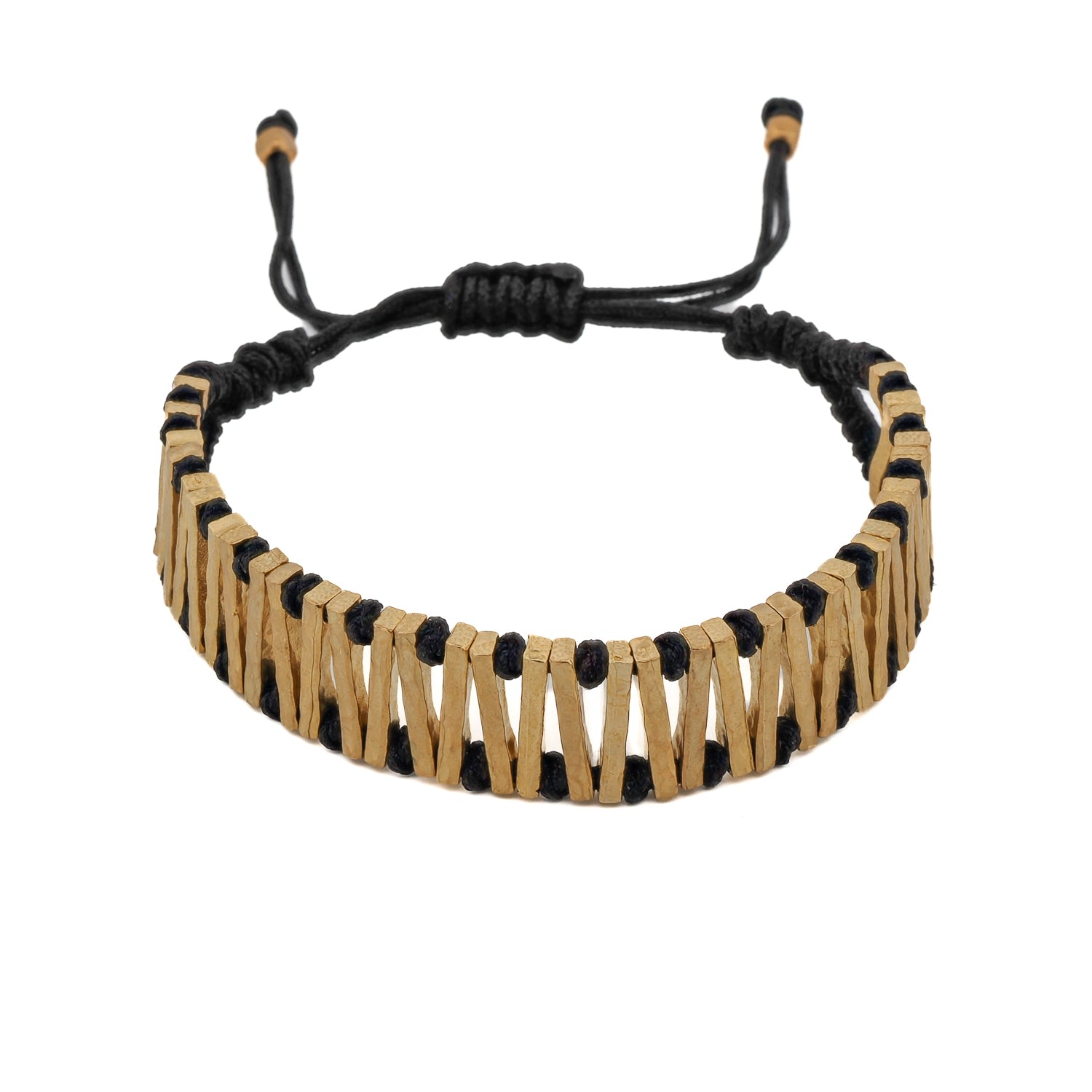 Women’s Gold / Black Black & Gold Woven Unisex Adjustable Bracelet - Black Ebru Jewelry