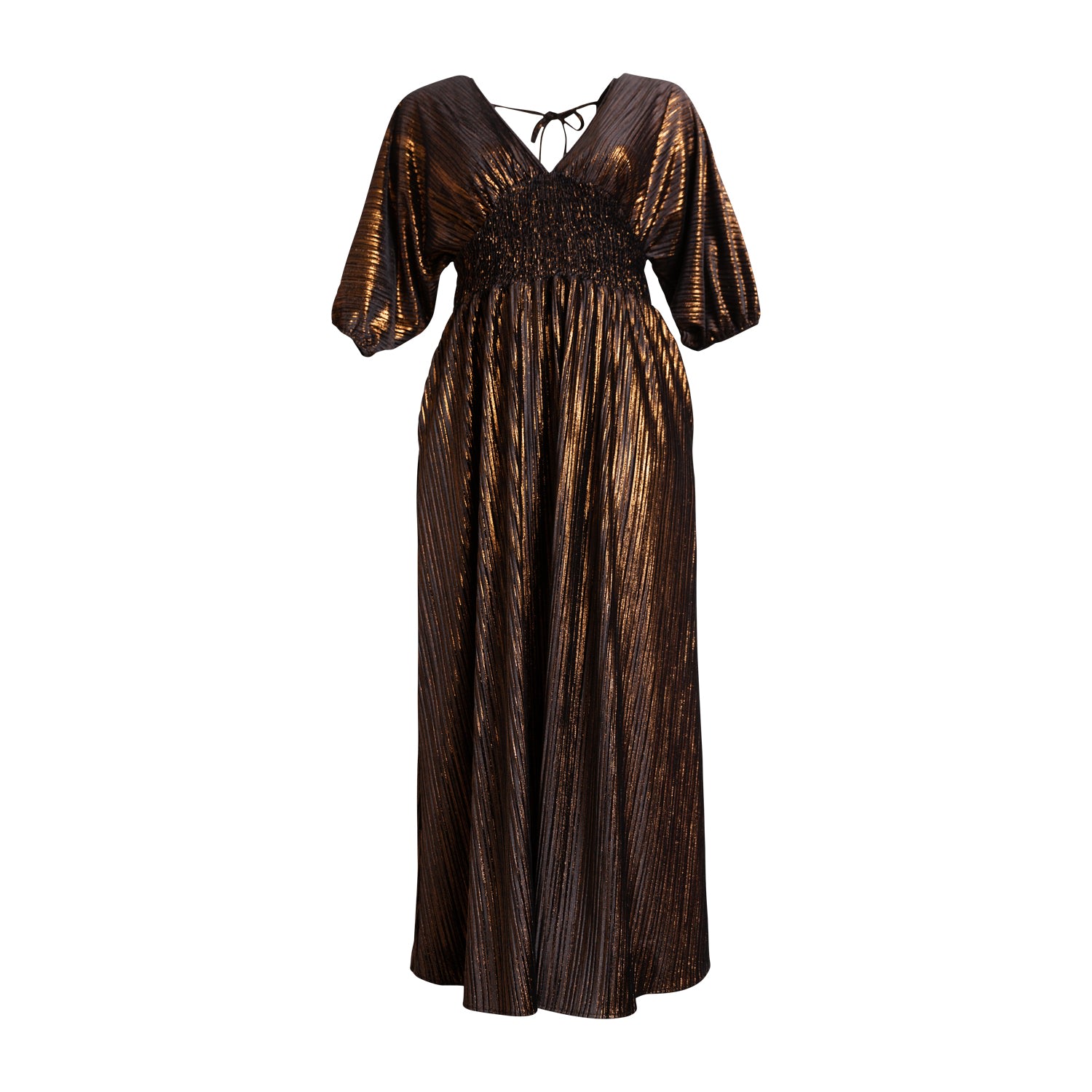 Women’s Brown / Gold / Black Colla Voce Dress - Bronze Velvet Xxl/3Xl Byvinnik