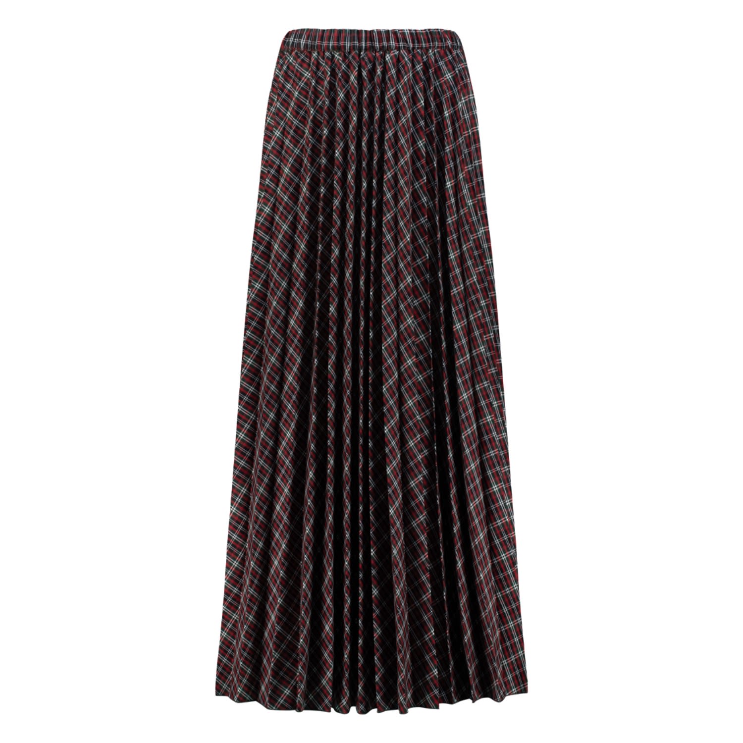 Women’s Red Plaid Pleats Skirt One Size Emanmoon