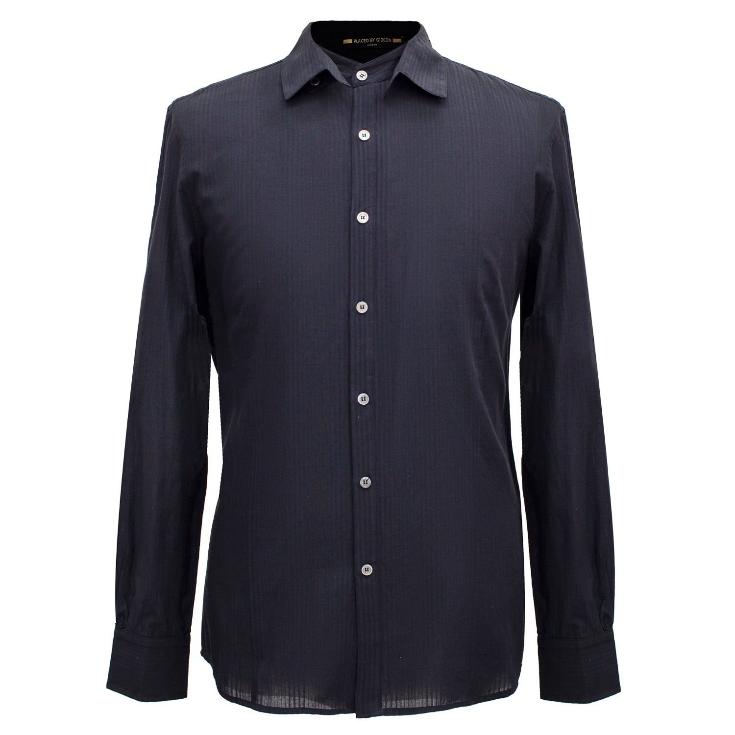 Men’s Long-Sleeved Shirt With Double And Removable Collar - Black Small Smart and Joy