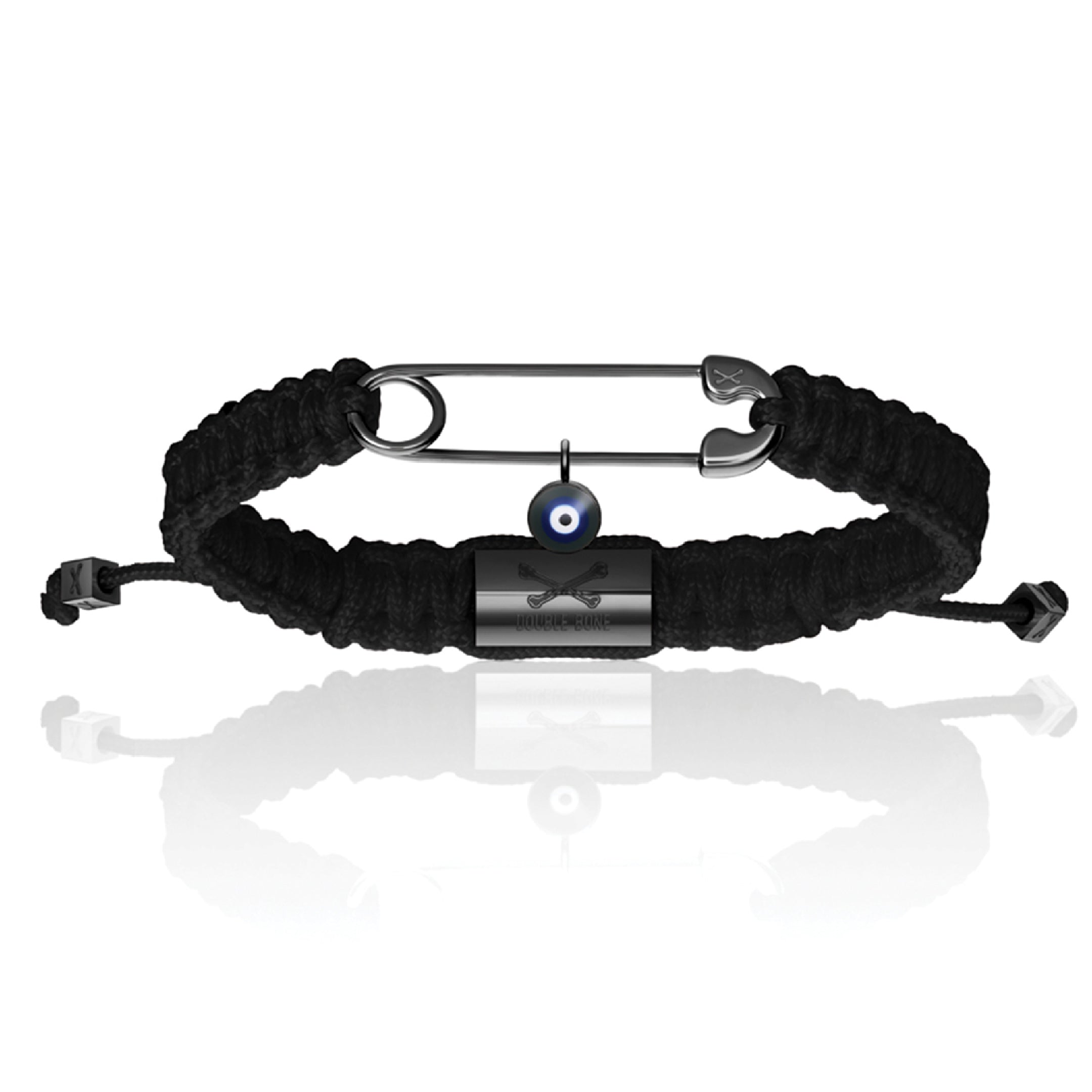 Men’s Blue Black Pvd Safety Pin With Black Polyester Bracelet Unisex Double Bone Bracelets