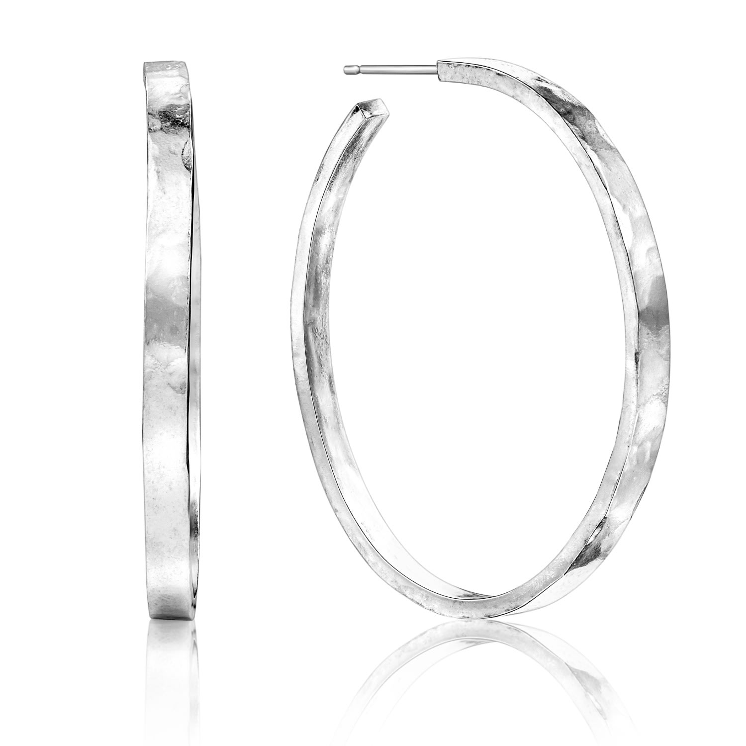 Women’s Silver Rectangle Oval Hoops Madeleine Holloway