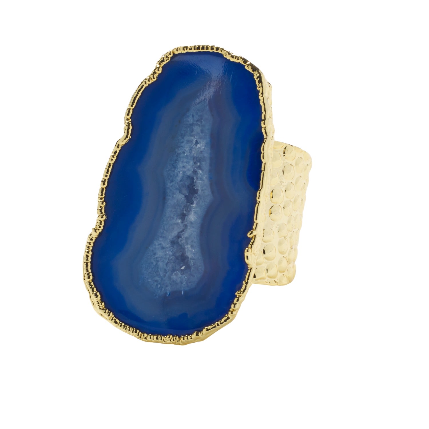 Women’s Gold / Blue Cobalt Blue Mega Gemstone Gold Adjustable Ring Yaa Yaa London