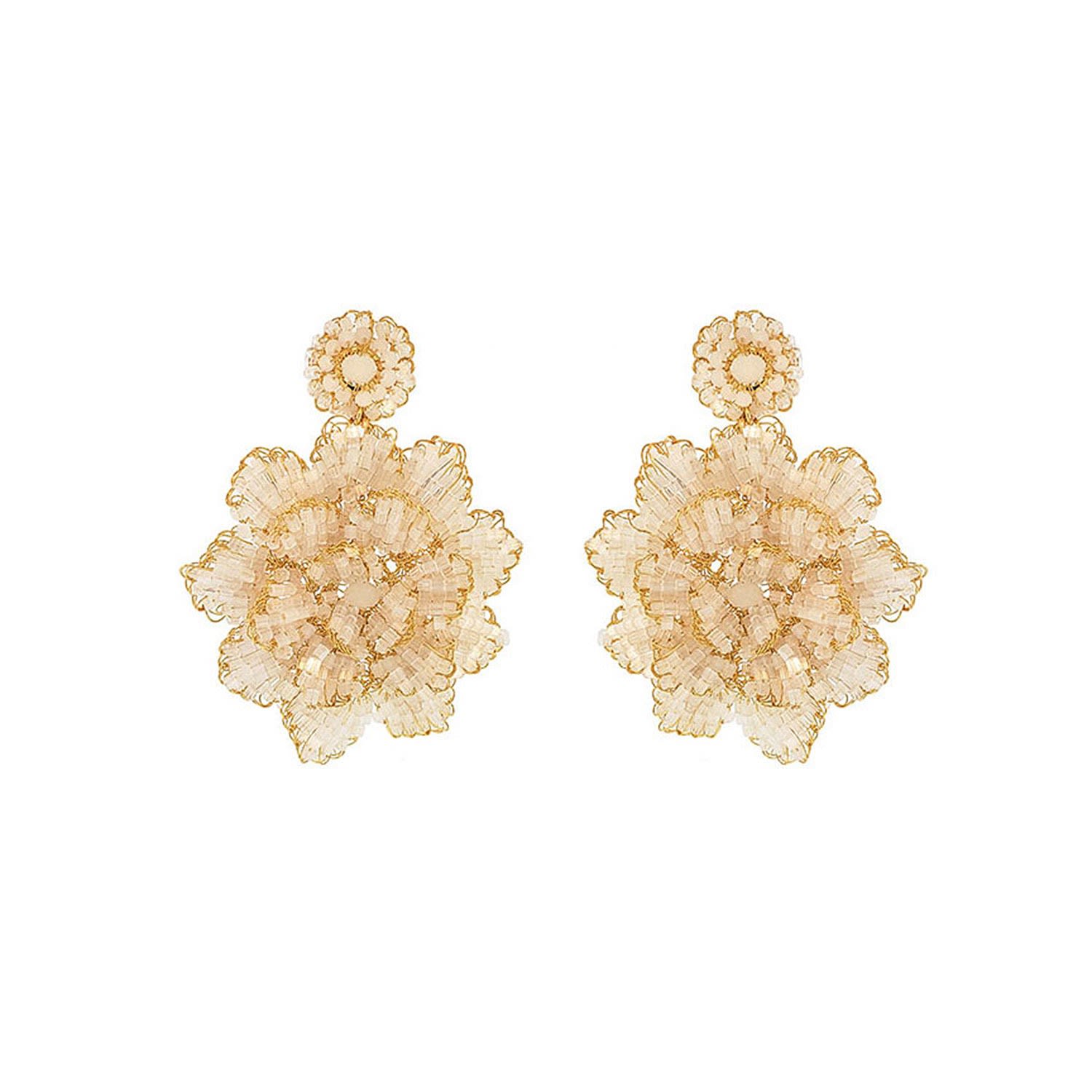 Women’s White & Gold Blossom Handmade Earrings Lavish by Tricia Milaneze