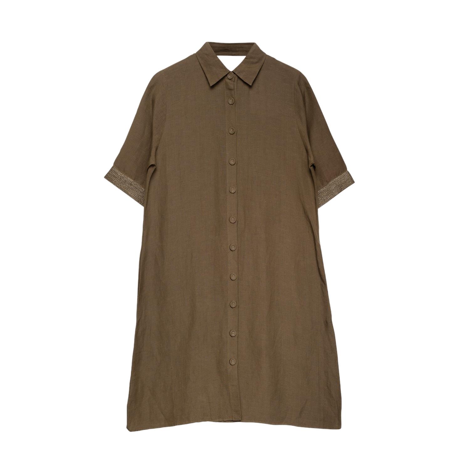 Women’s Brown Short Shirt Dress With Slight Flared Silhouette Small Niza