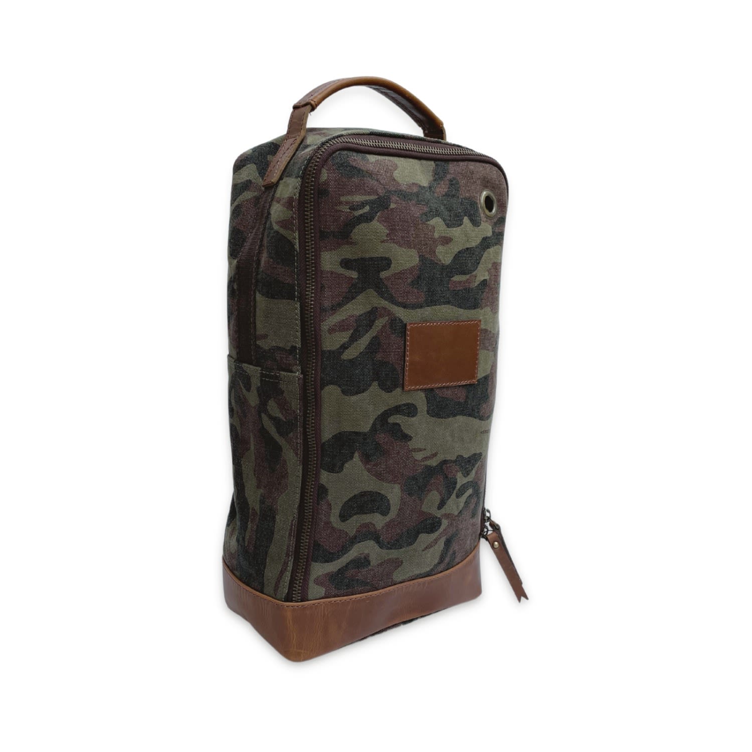 Men’s Canvas & Leather Trim Golf / Football Boot Bag - Green Camo One Size Vida Vida