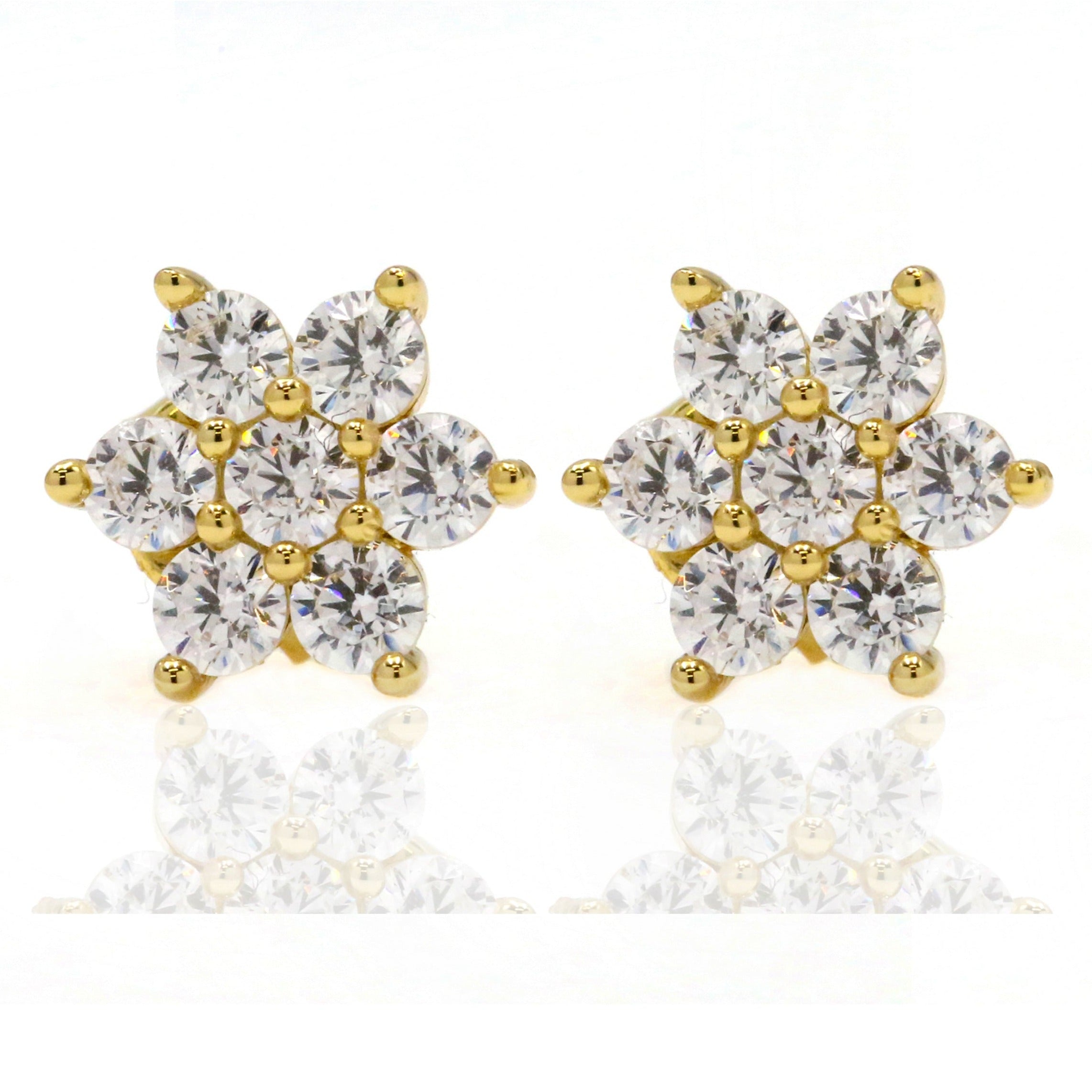 Women’s Cherry Blossom Flower Stud Earrings 18K Gold On Sterling Silver Gemsa London