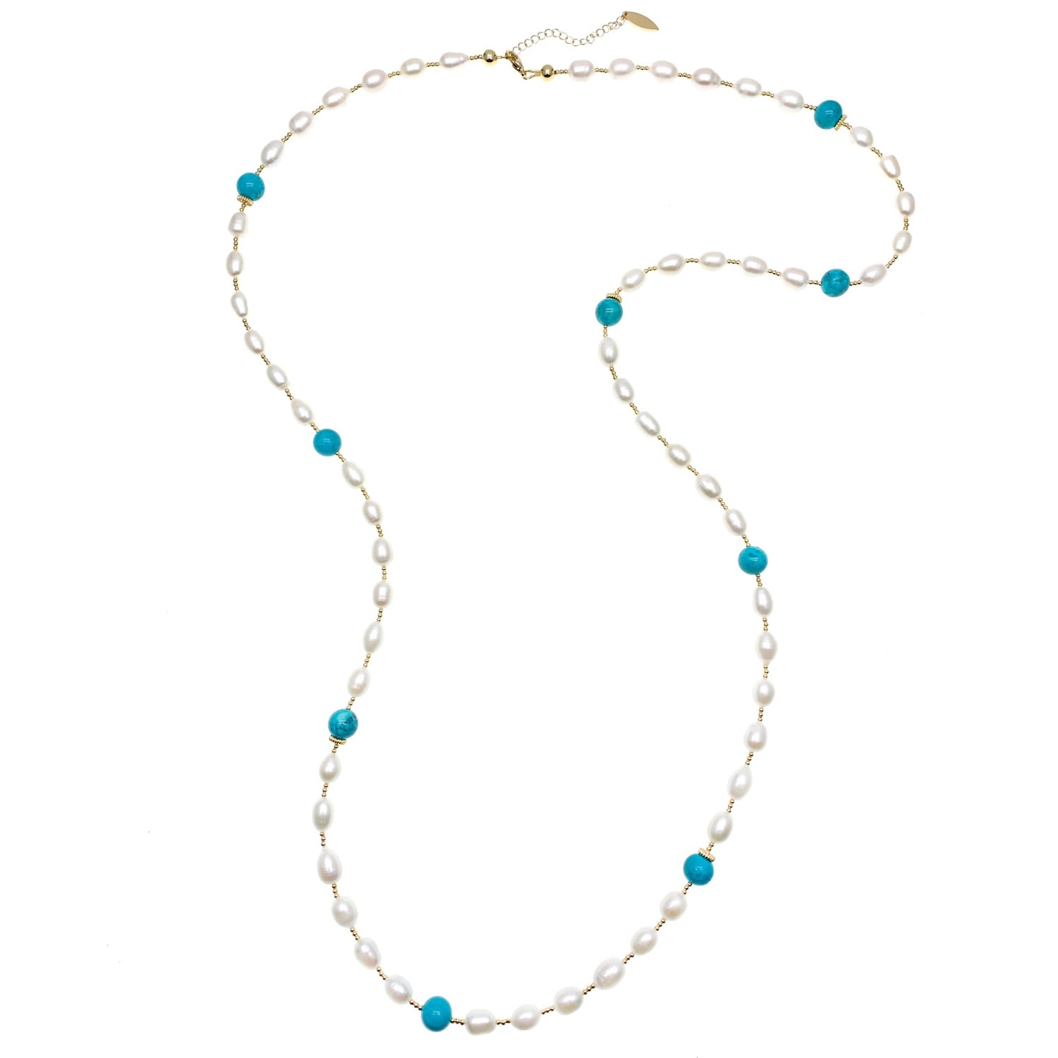 Women’s Blue / White Freshwater Pearls With Natural Amazonite Two-Way Necklace Farra