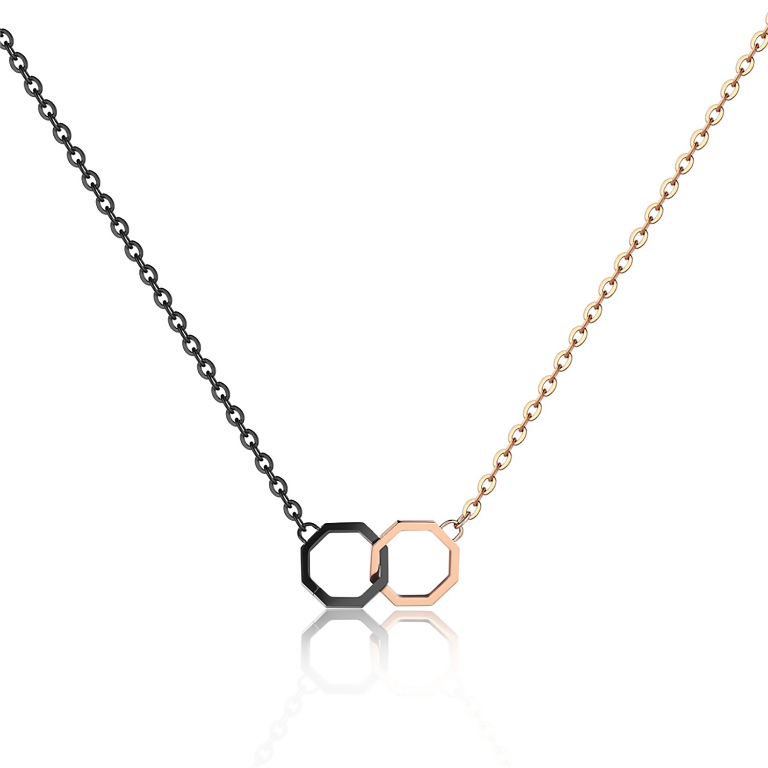 Women’s Rose Gold / Black Okto Twin Long Pendant - Black & Rose Gold Klasse14