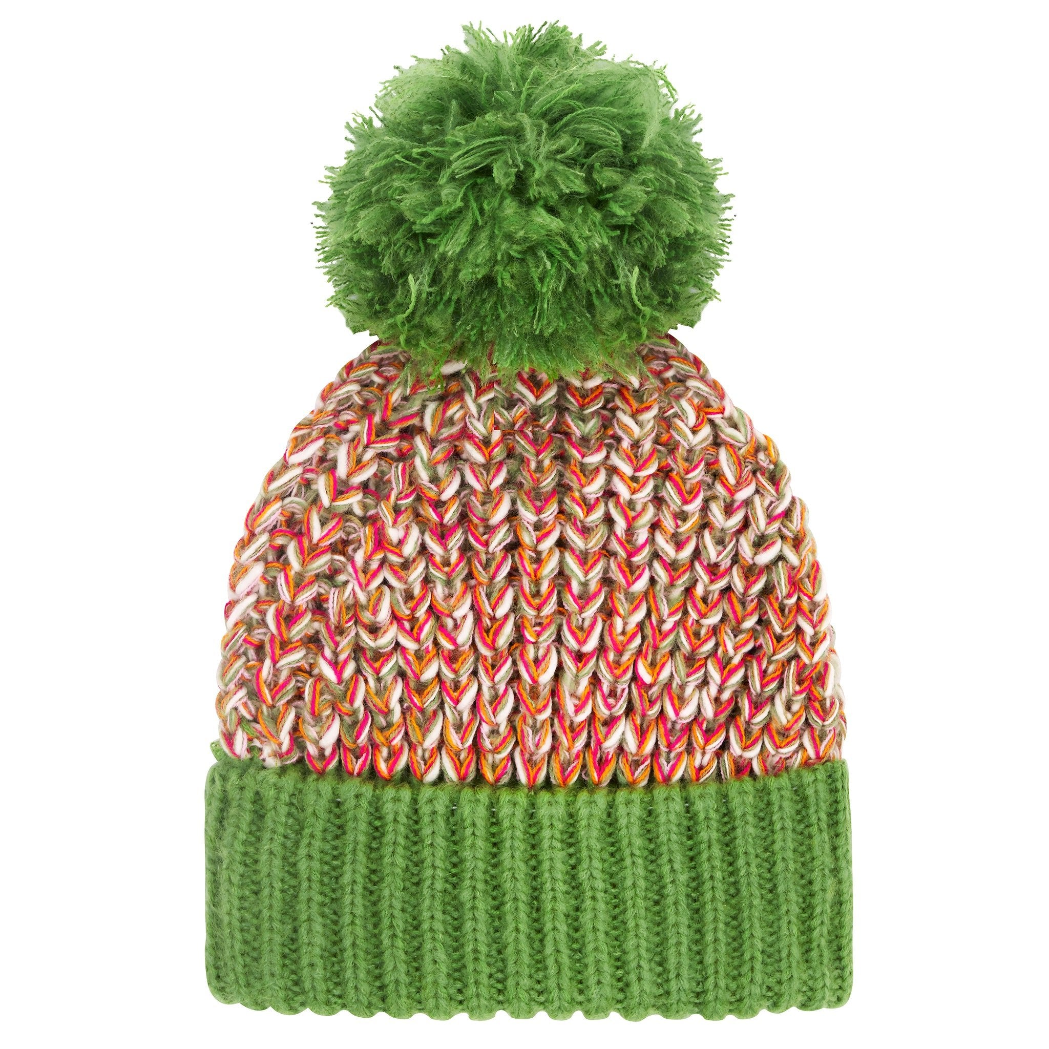 Women’s Lolly Twist Beanie Bobble Knitted Hat - Olive Green Cara & the Sky