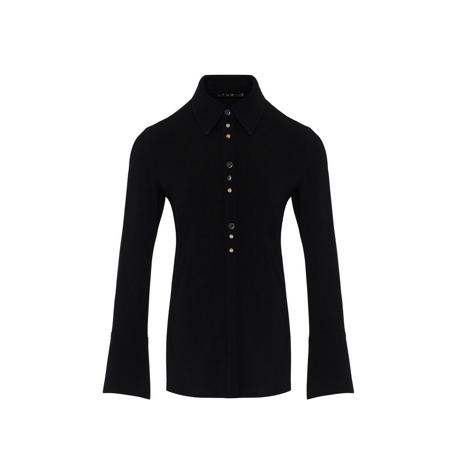 Women’s Button Embellished Black Long Shirt Medium Rue Les Createurs