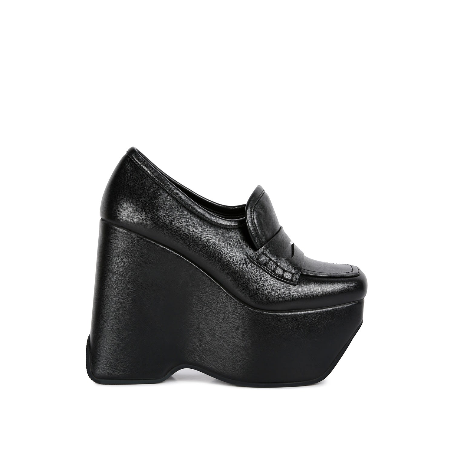 Women’s Gilliam Black High Platform Wedge Loafers 7 Uk Rag & Co.