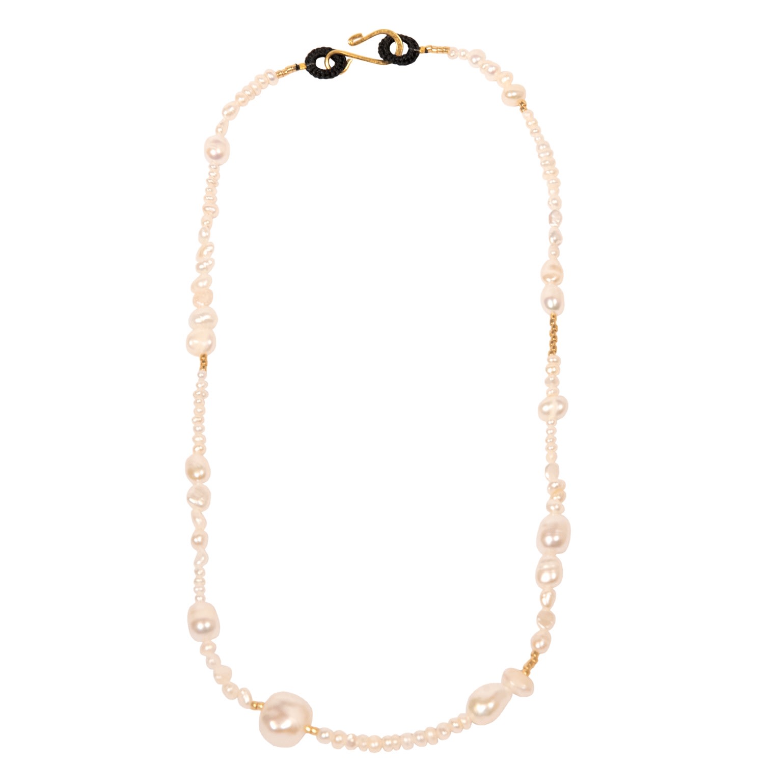 Women’s White / Gold / Black Coco Necklace Pebble and Loop