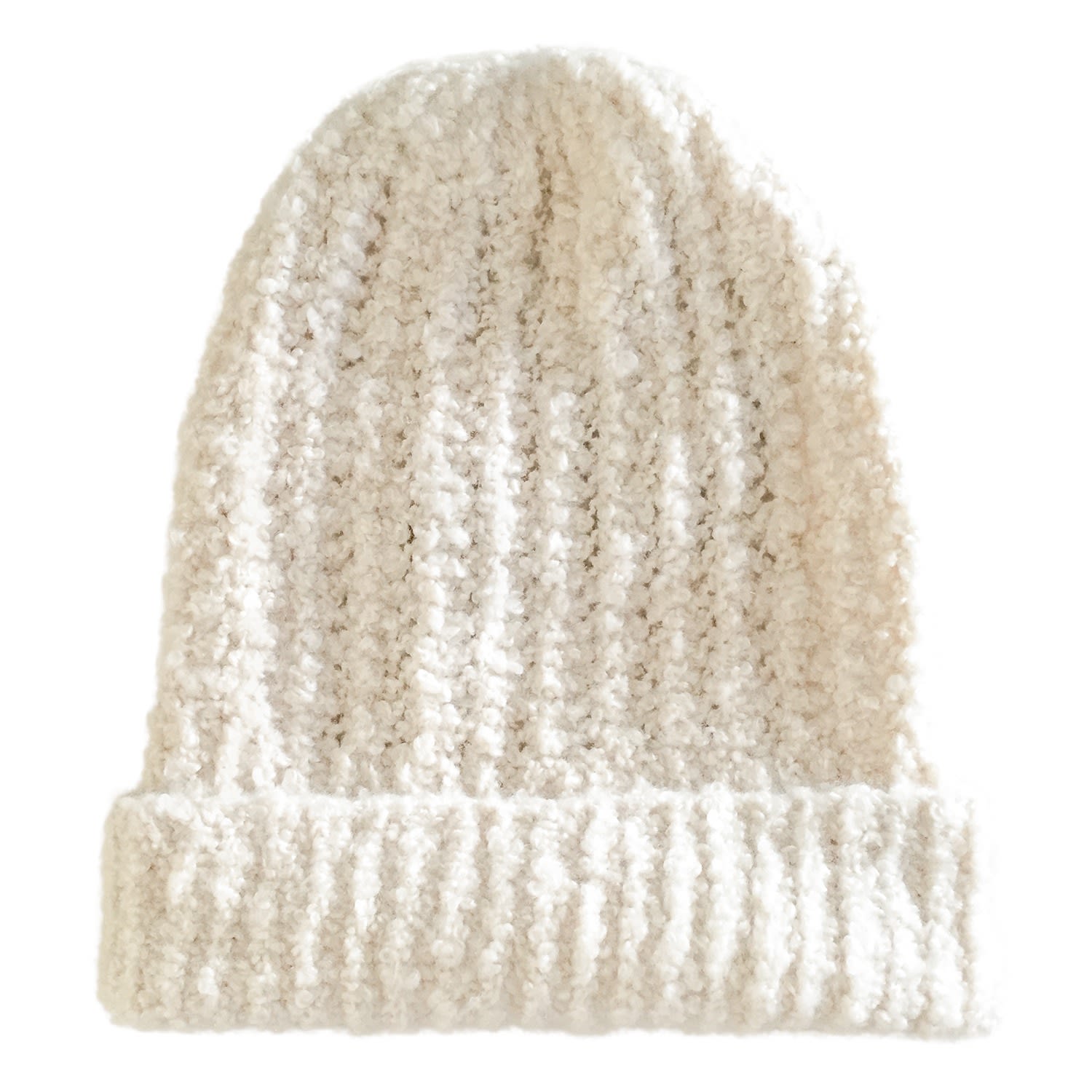 Women’s Davos White Winter Hand-Knitted Cashmere Bouclé Hat Grace Cashmere Zurich