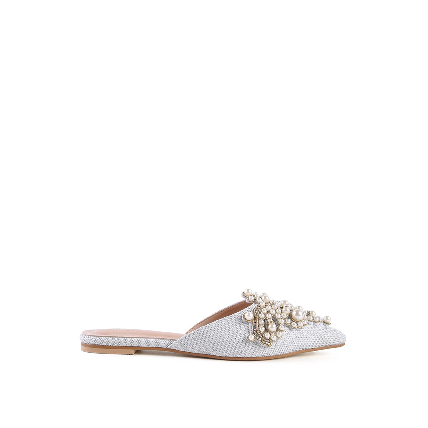 Women’s Astre Pearl Embellished Shimmer Mules In Silver 3 Uk Rag & Co.