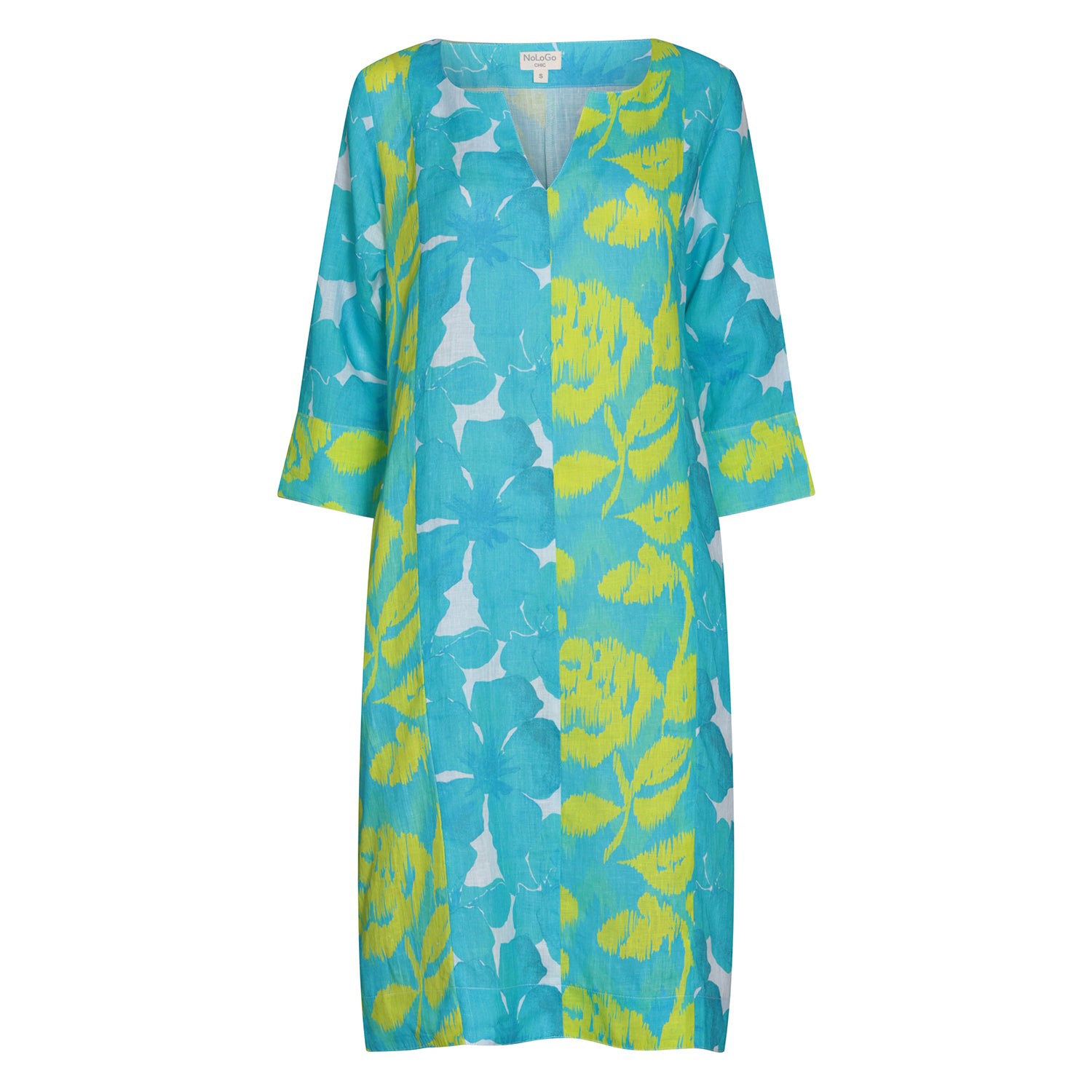 Women’s Zen Oleander Ikat Panel Print Dress - Blue Small Nologo-Chic