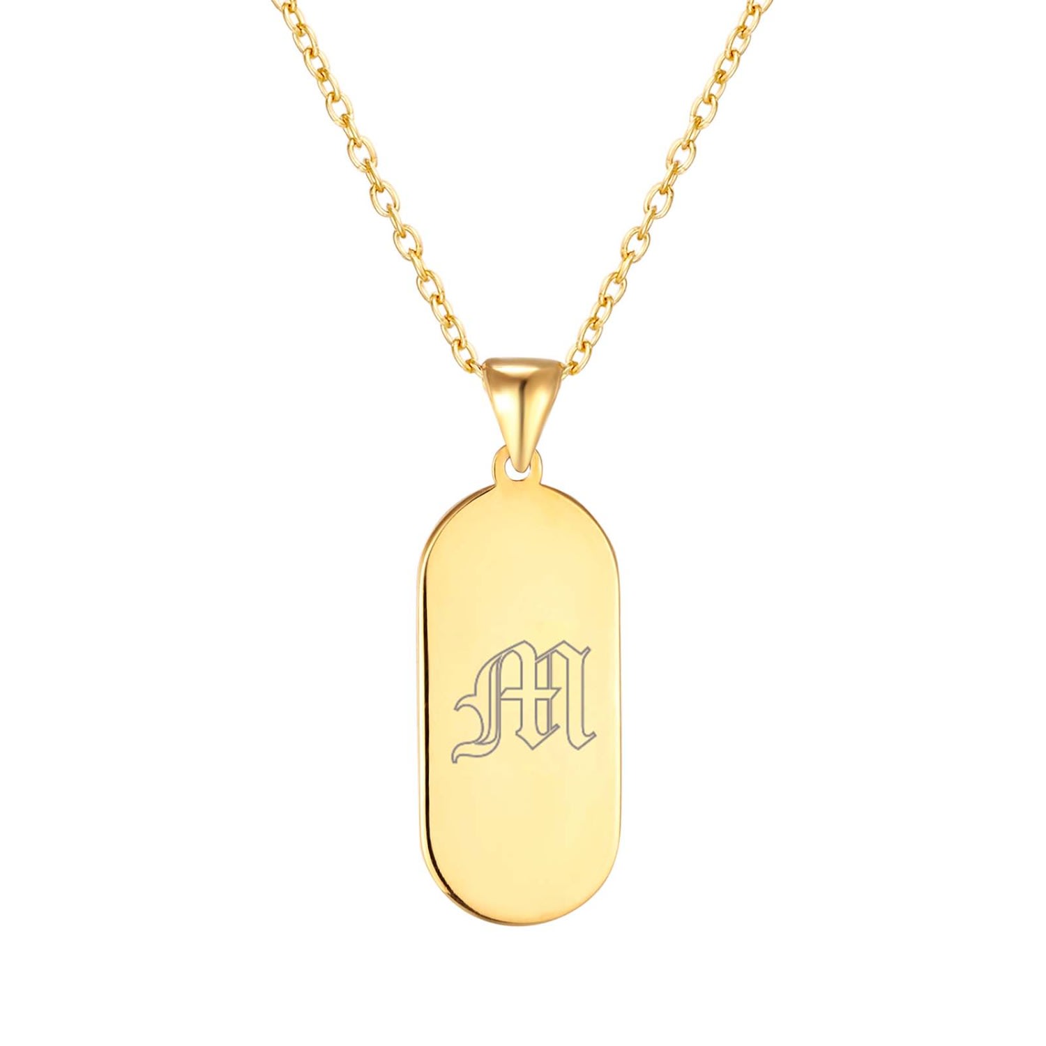 Women’s 22Ct Gold Vermeil Engravable Classic Tag Pendant - Old English Font Seol + Gold