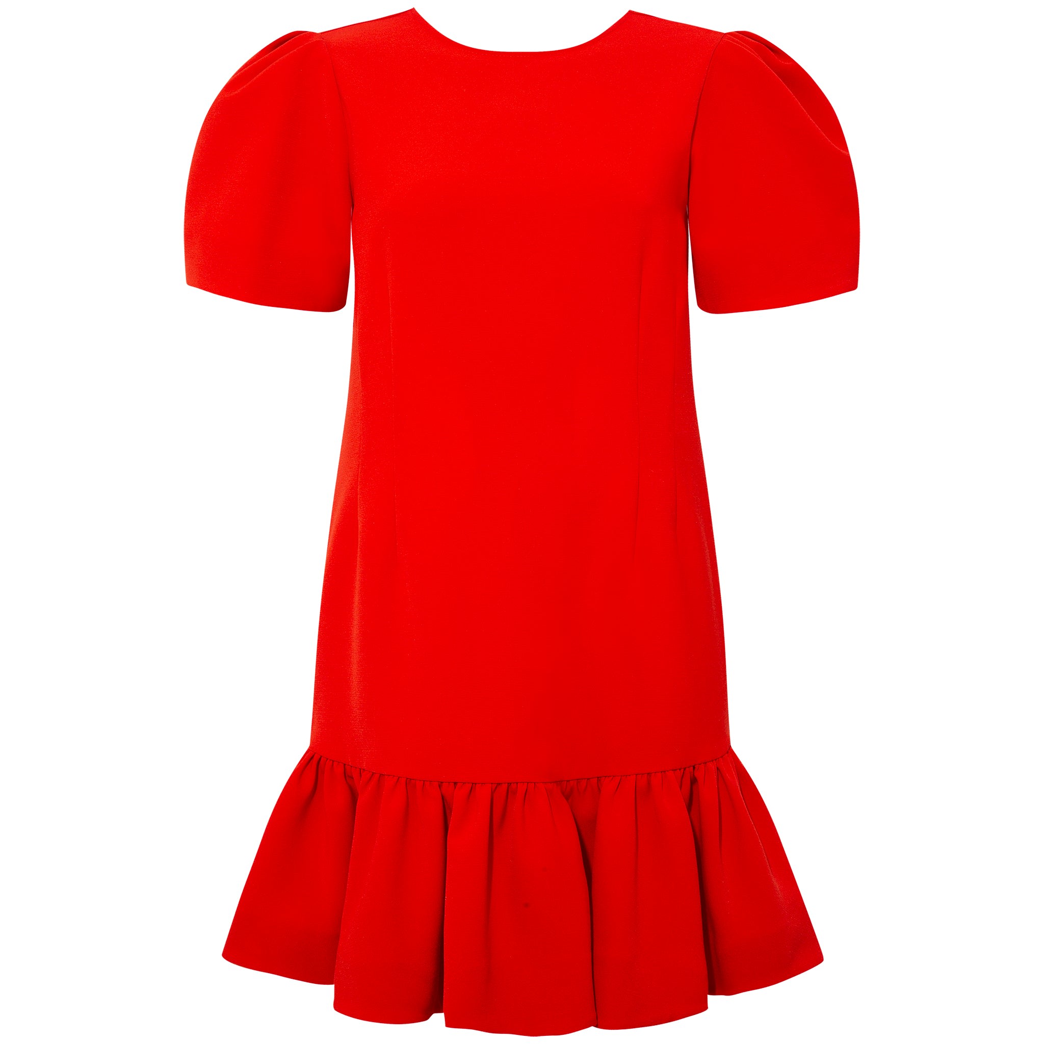 Women’s Pleated Shoulder Peplum Hem Cady Dress / Watermelon Red Extra Small Femponiq