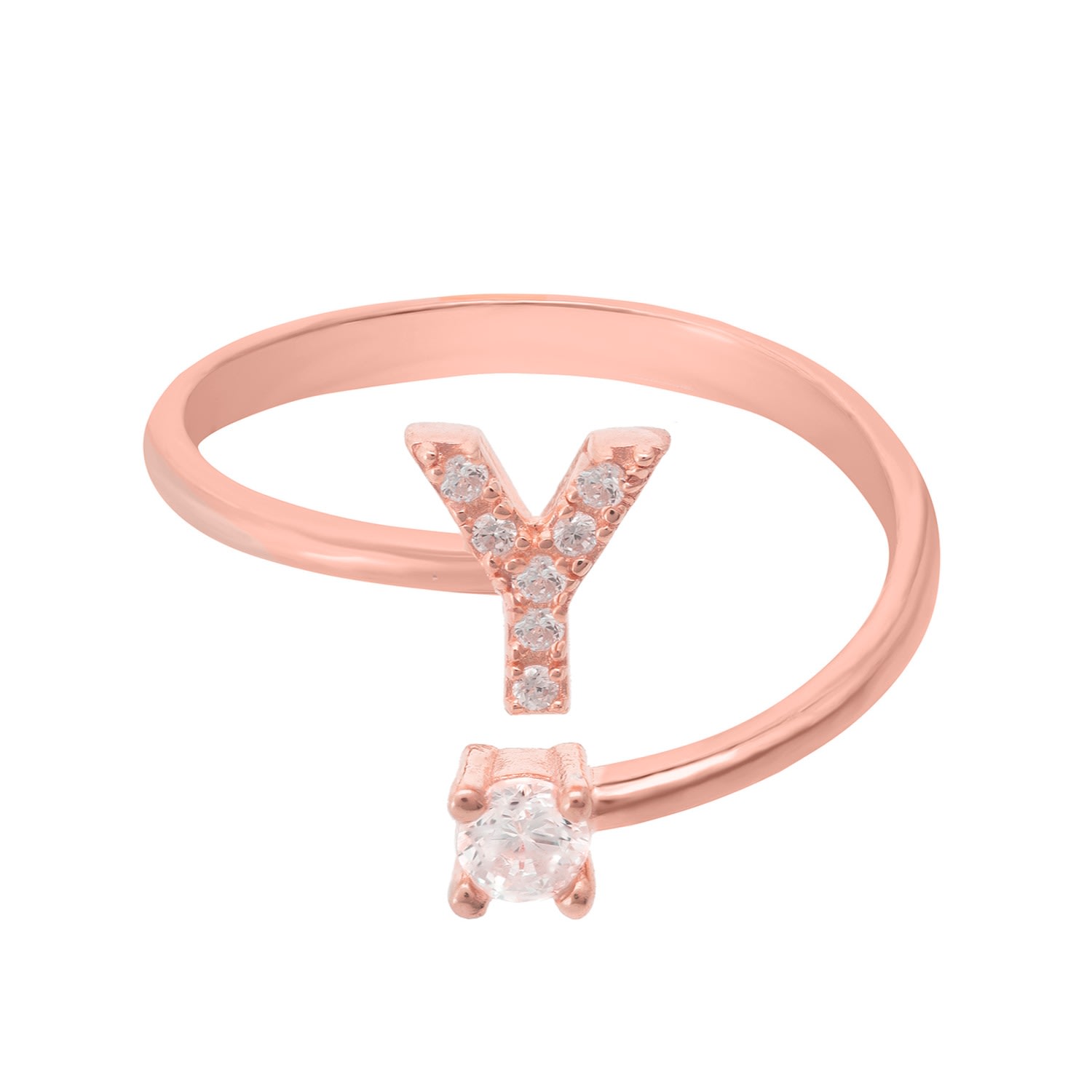 Women’s Rose Gold / White Initial Ring Rosegold Y Latelita