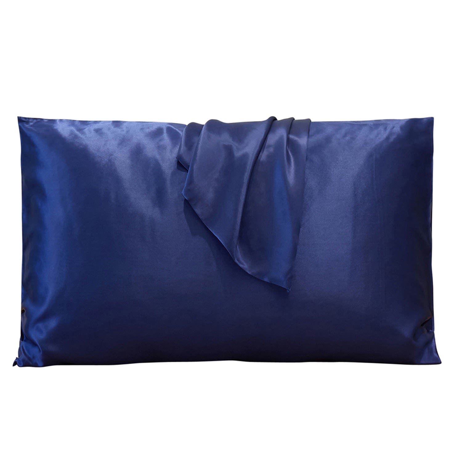 Blue Pure Mulberry Silk Pillowcase - Standard Size - Navy Uk Double Soft Strokes Silk