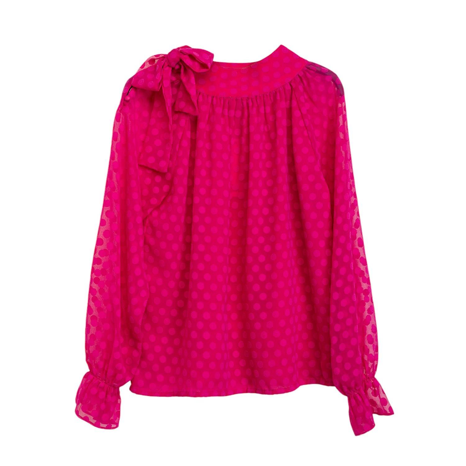 Women’s Pink / Purple Long Sleeve Blouse With Lace Pink Large Niza