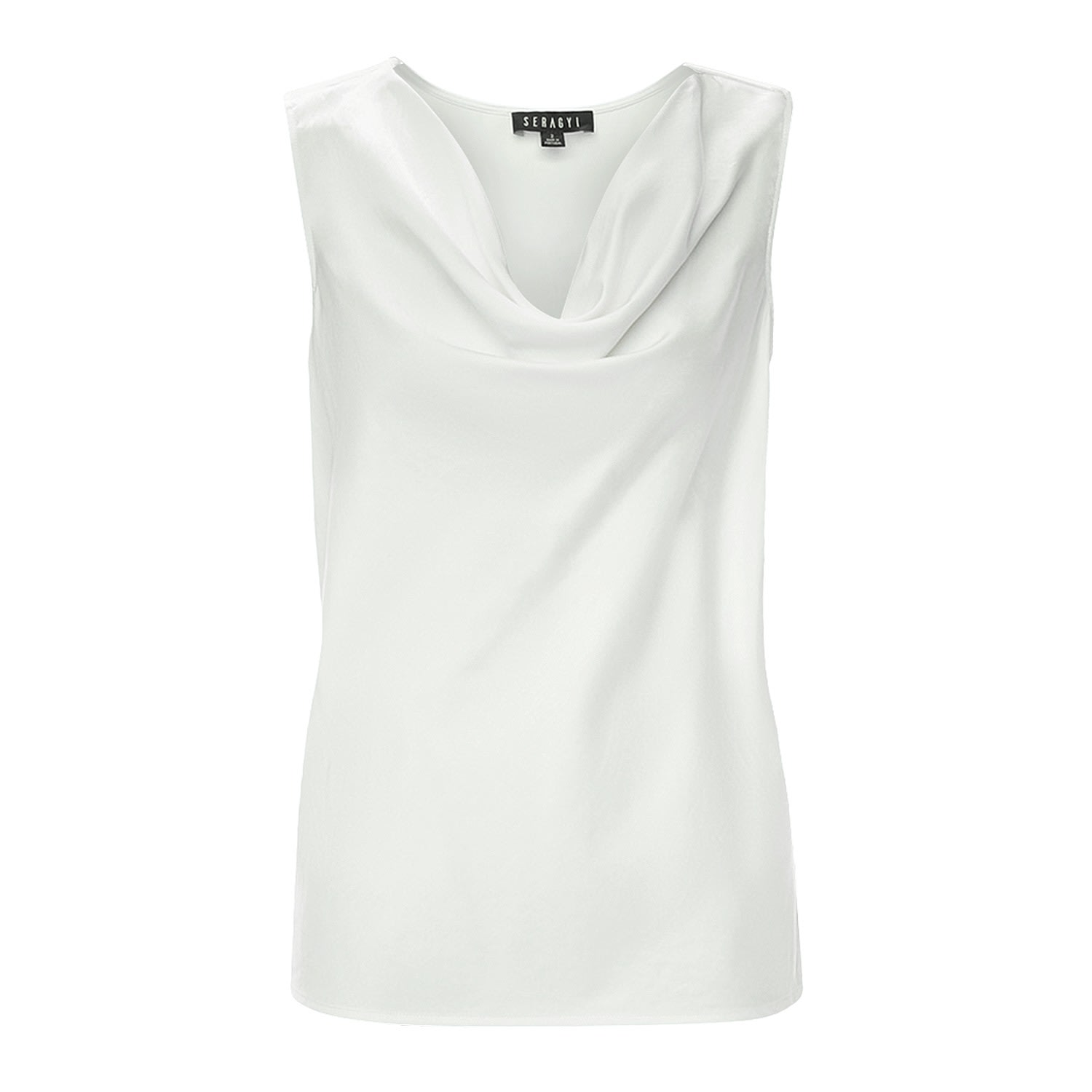 Women’s White Ivory Erin Cupro/Cotton Cowl Neck Sleeveless Top Xxs Seragyi