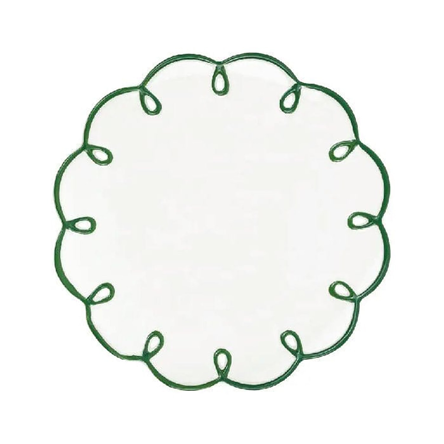 White / Green Glorious Green Scalloped Tea Plates - Set Of Four Casabyjj