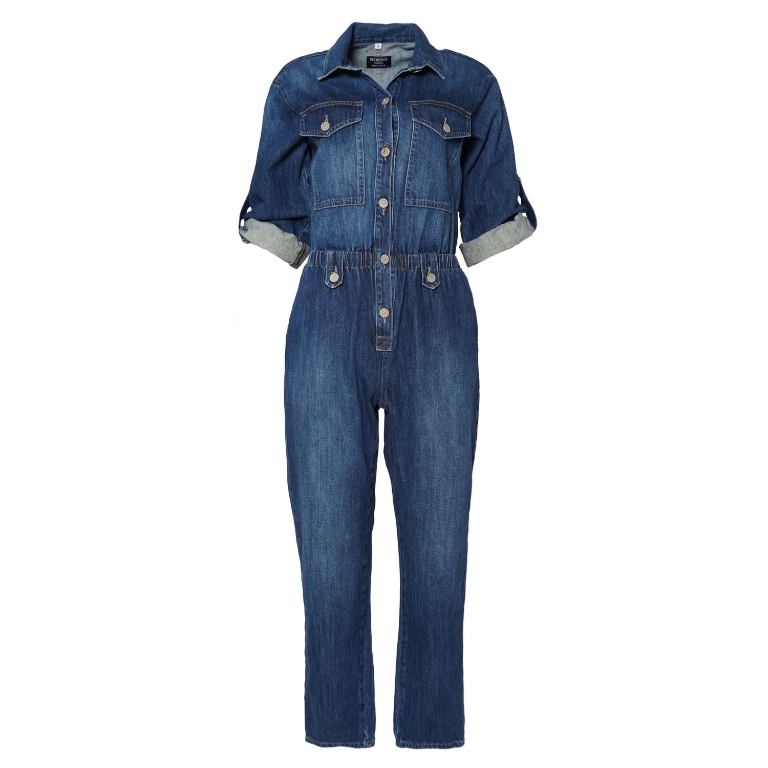 Women’s Blue Britt Elastic Waist Jumpsuit In Attleboro Small Noend Denim