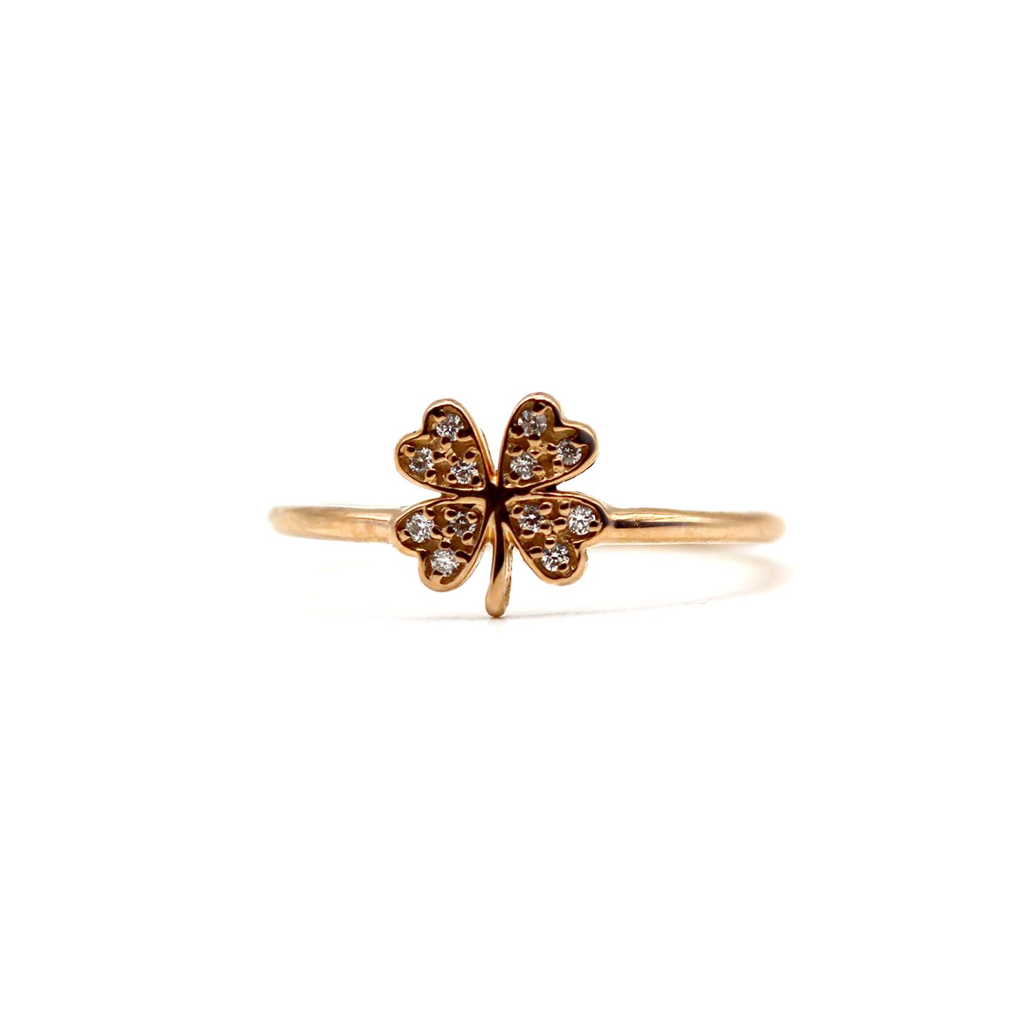 Women’s Lucky Clover Diamond Yellow Gold Ring Vicstonenyc Fine Jewelry