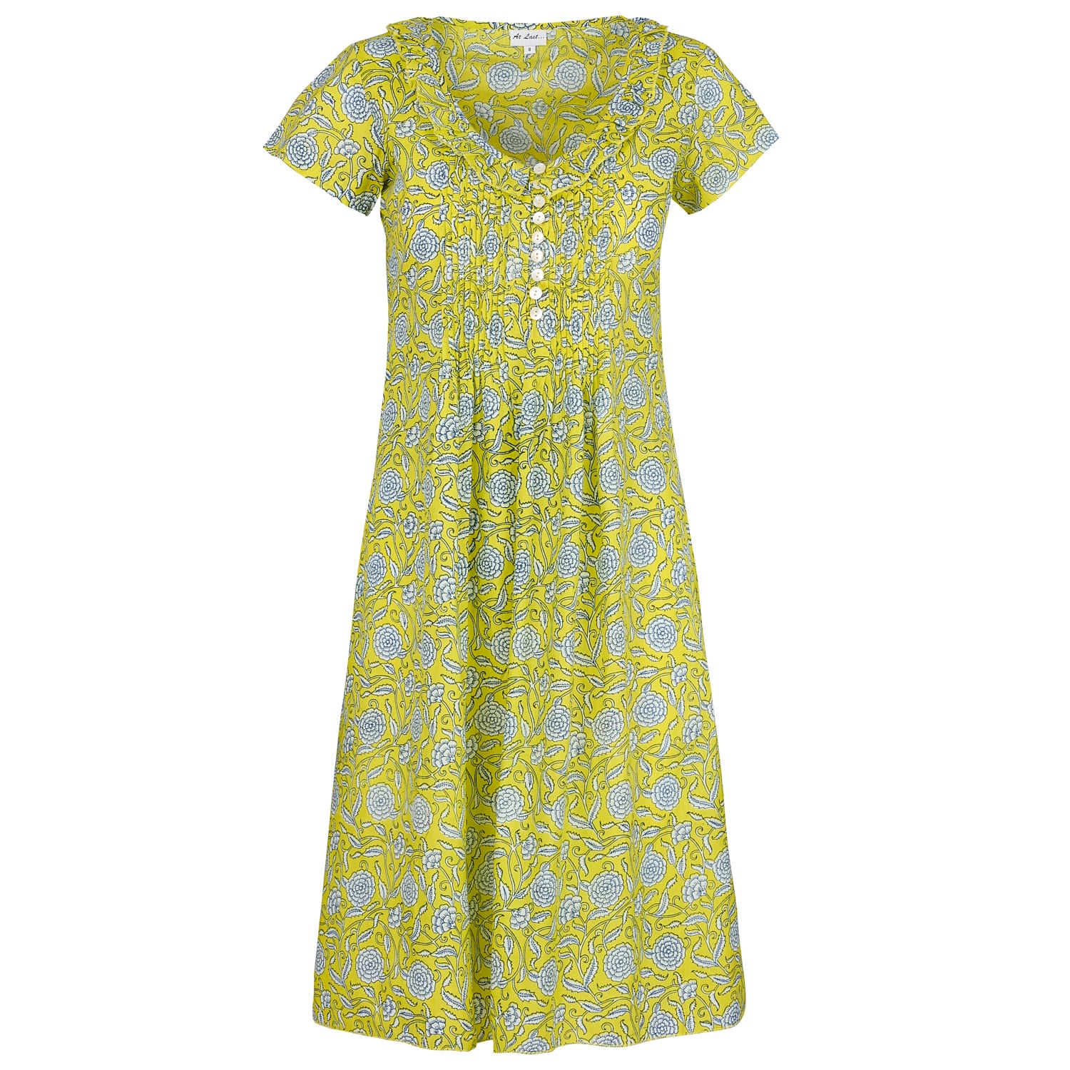 Women’s Yellow / Orange Cotton Karen Short Sleeve Day Dress In Canary Yellow With White & Navy Flower XXXL At Last...