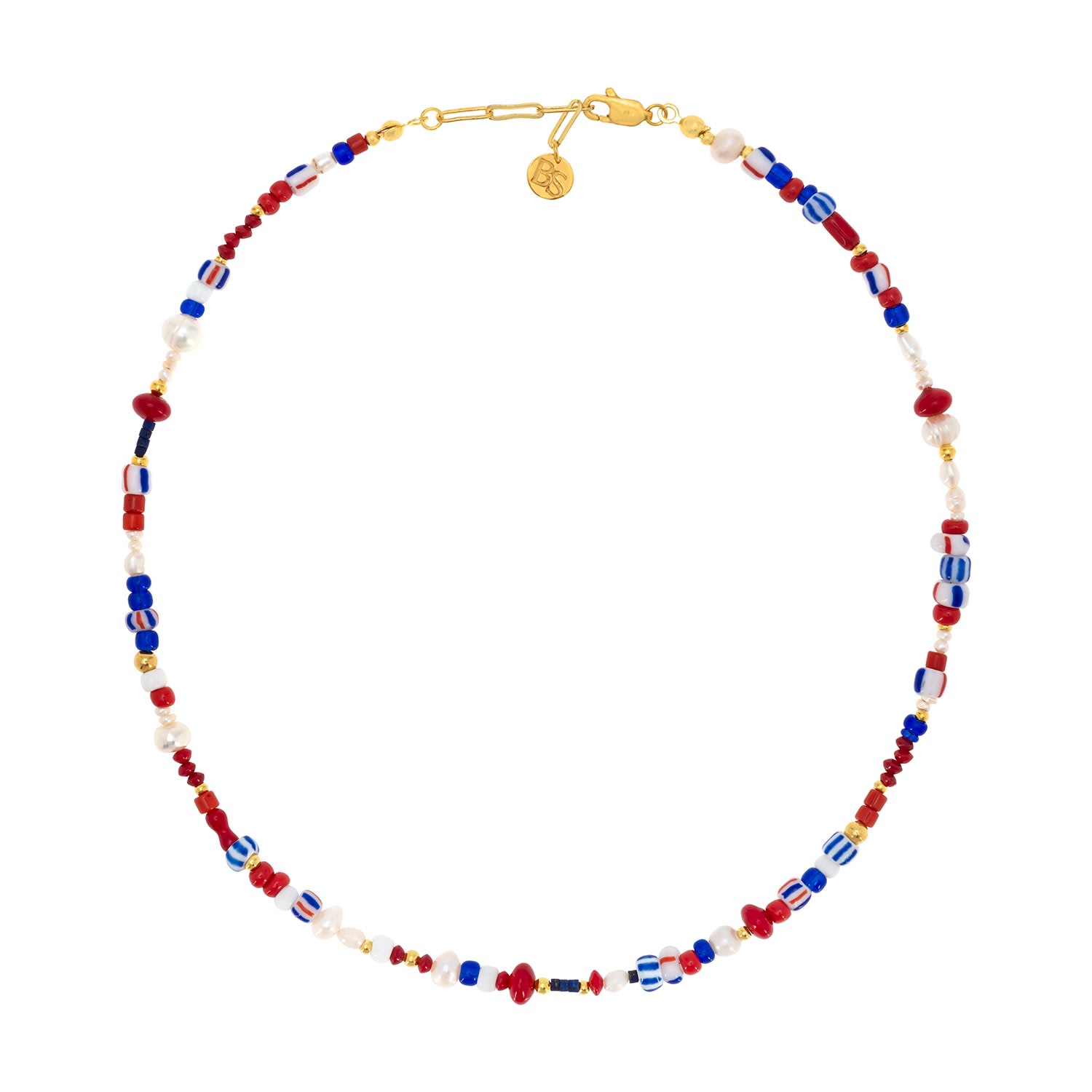 Women’s Gold / Blue / White Oi, Captain! Coral, Lapis & Pearl Necklace Bonjouk Studio