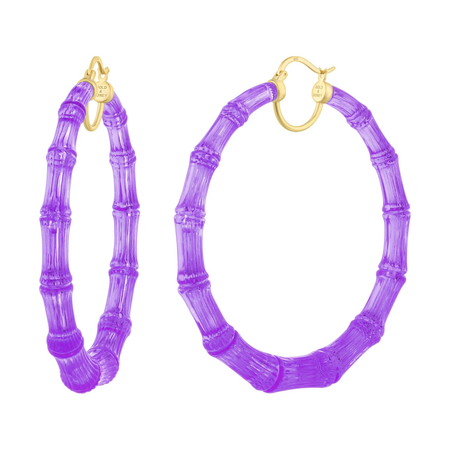 Women’s Pink / Purple / Gold Xl Bamboo Hoops In Purple Grape Gold & Honey