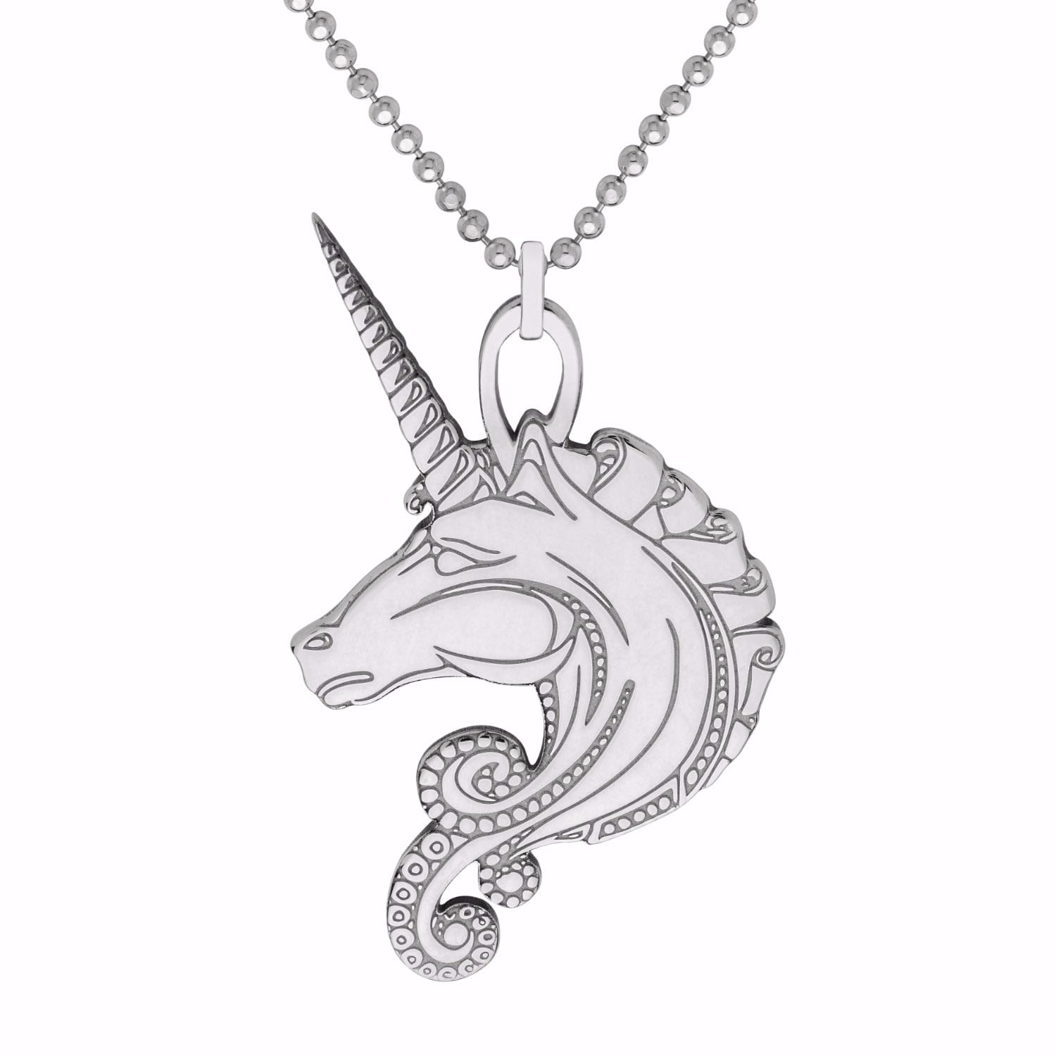 Women’s Medium Silver Unicorn Pendant Necklace Cartergore