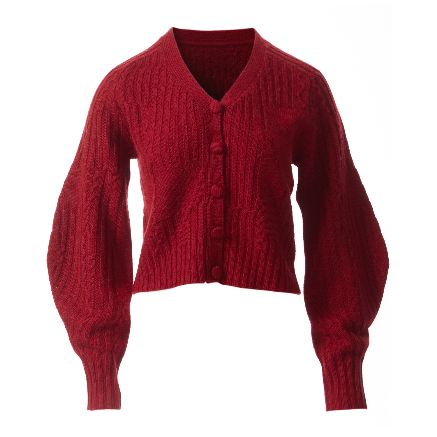 Women’s Red Fully Fashioning Ruby Freyja Cable Wool Knit Cardigan S