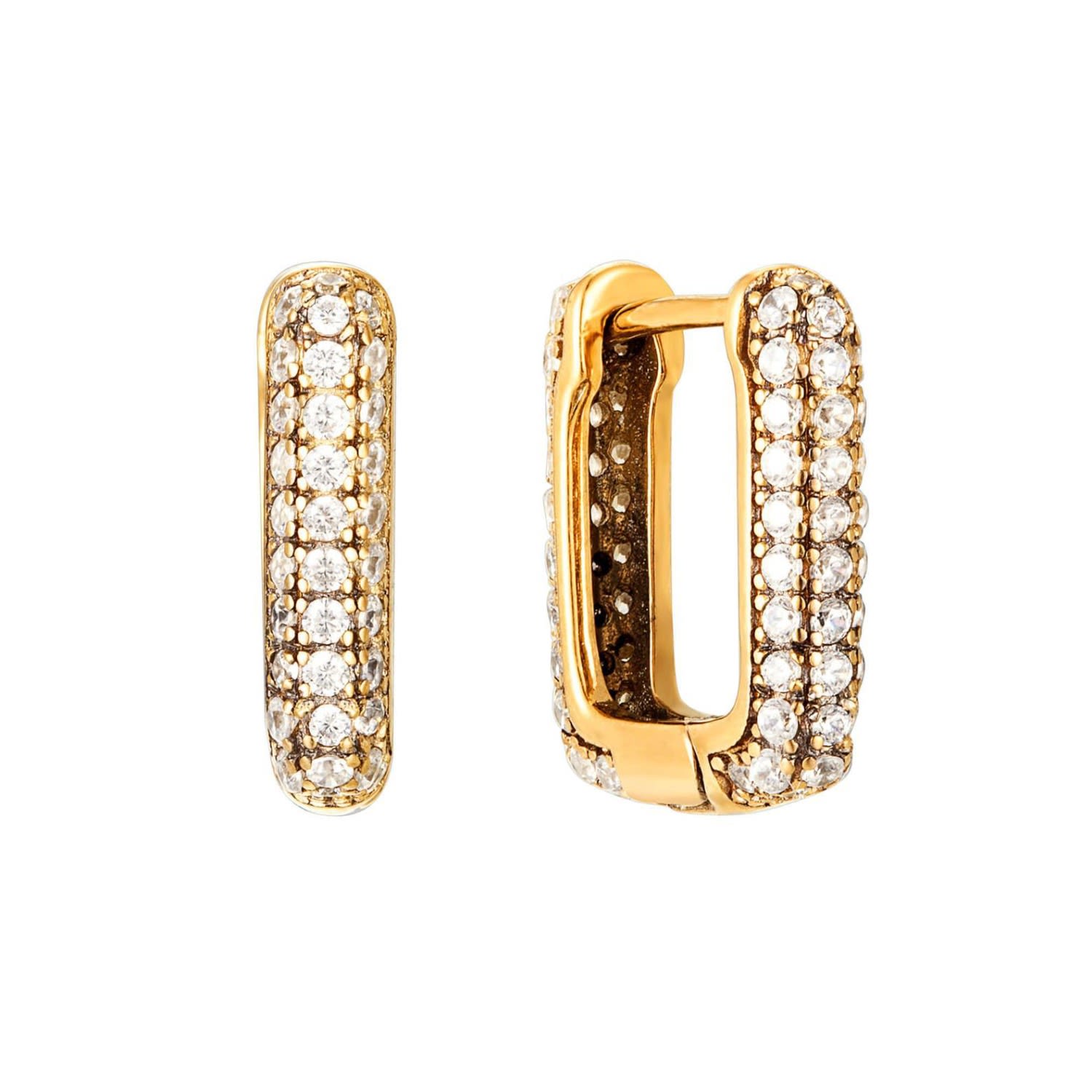 Women’s 22Ct Gold Vermeil Pave Square Huggie Hoops Seol + Gold