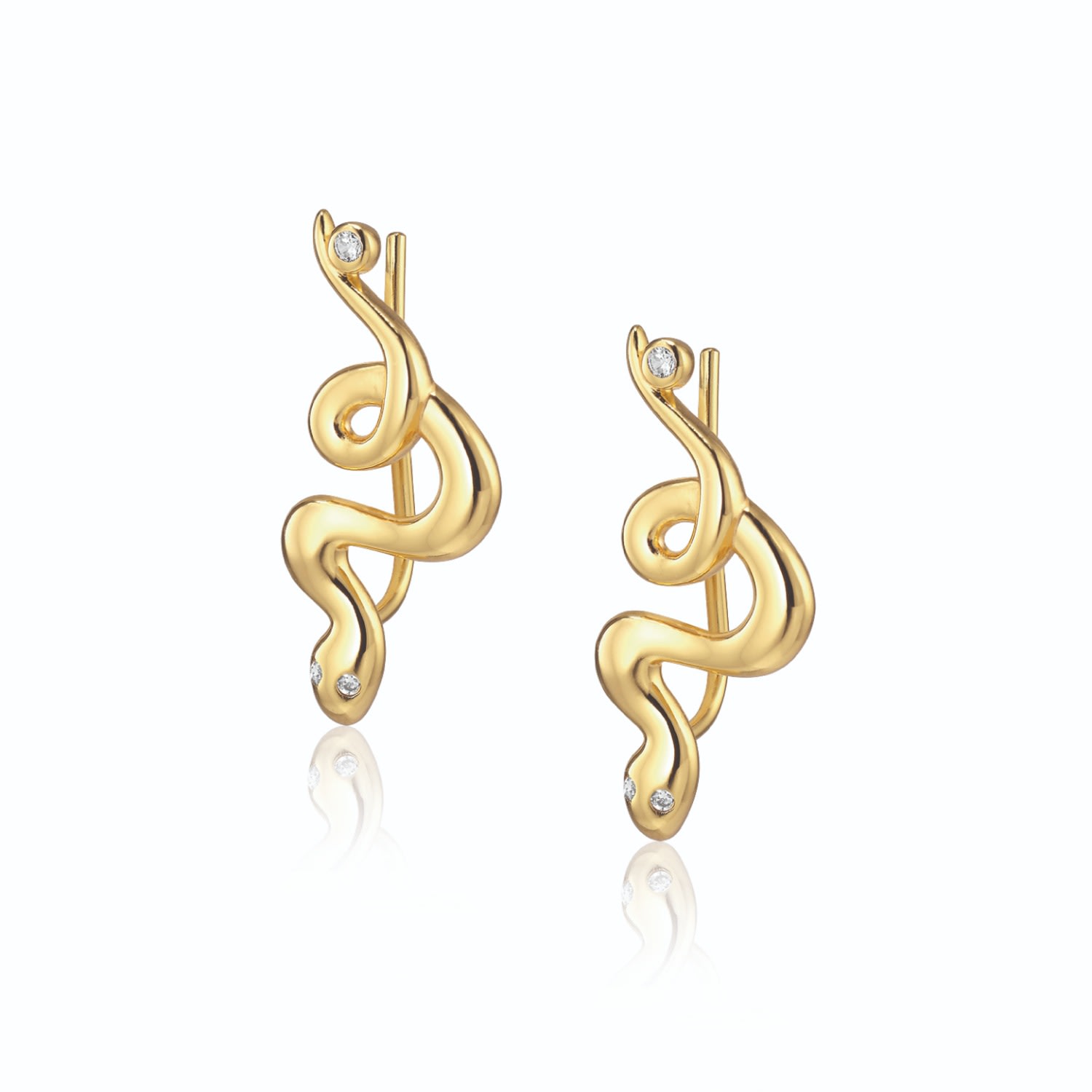 Women’s Gold Grace - Snake Earstuds Alura Copenhagen Jewellery