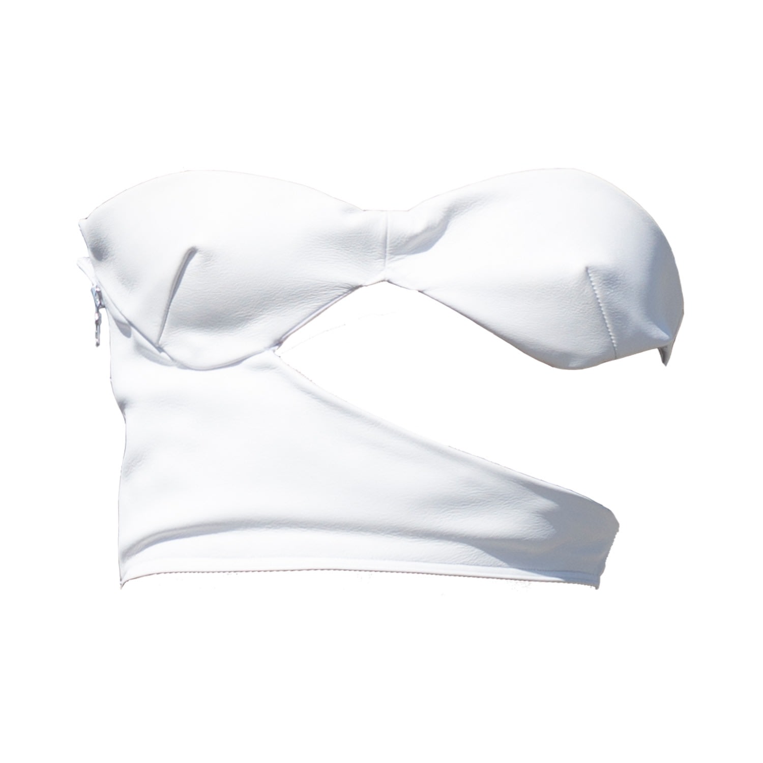 Women’s White Leather Asymmetric Crop Top Small Formula S7